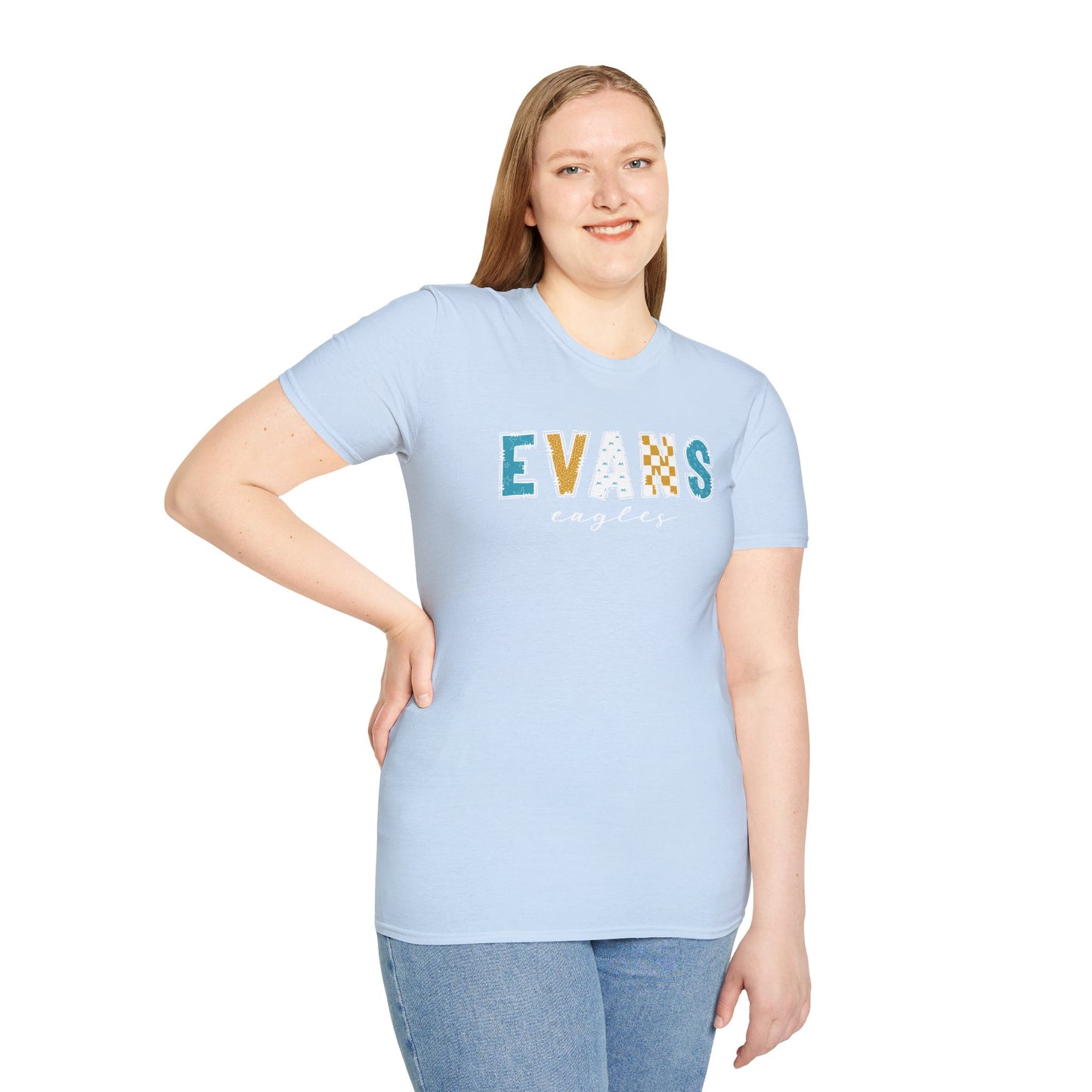 Gildan Evans Eagles Unisex Softstyle T-Shirt, Cute Graphic Tee, Team Spirit Shirt, Casual Wear, Gift for Fans