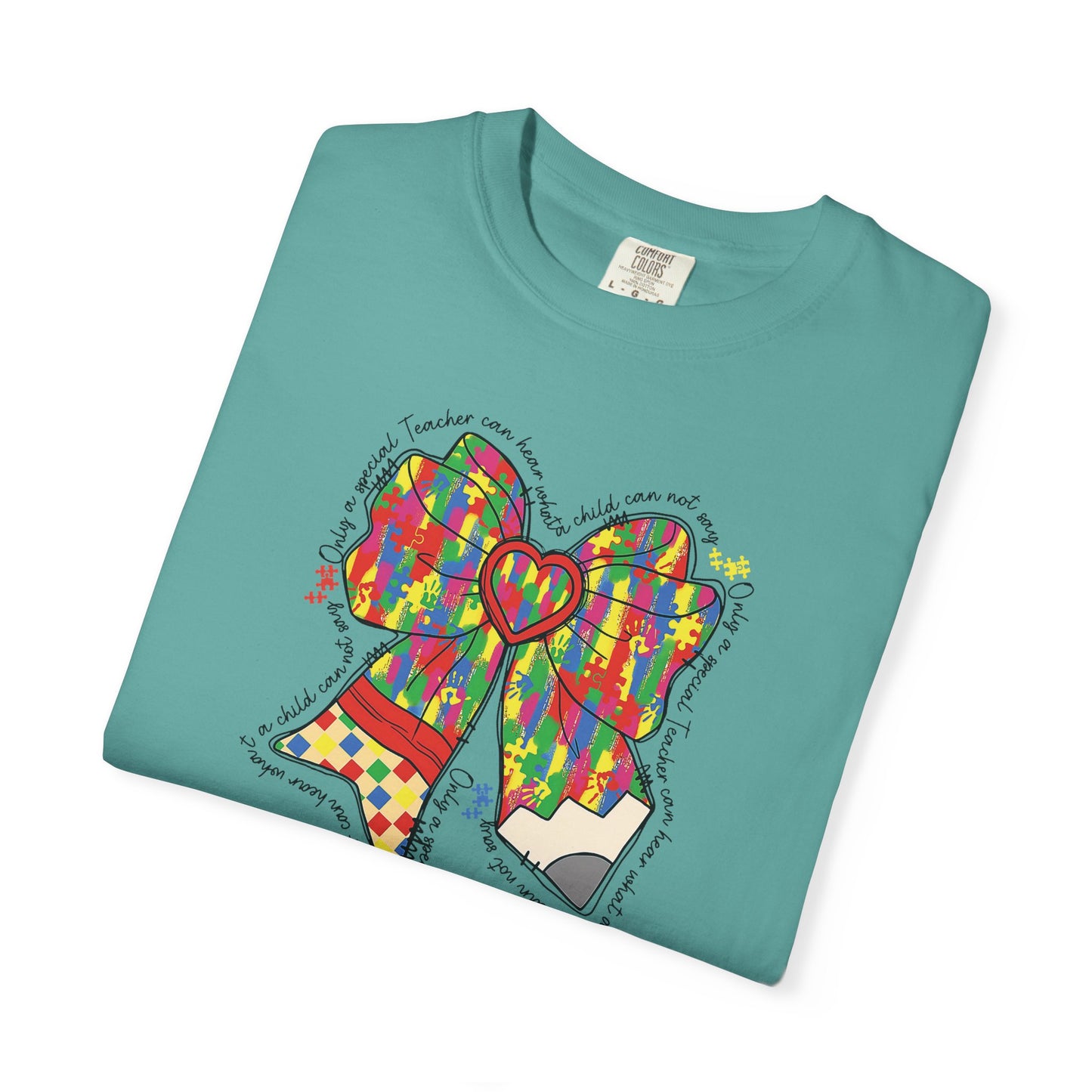 Comfort Colors Special Education Bow T-Shirt , Unisex Garment-Dyed Tee, Casual Wear, Gift for Her, Holiday Apparel