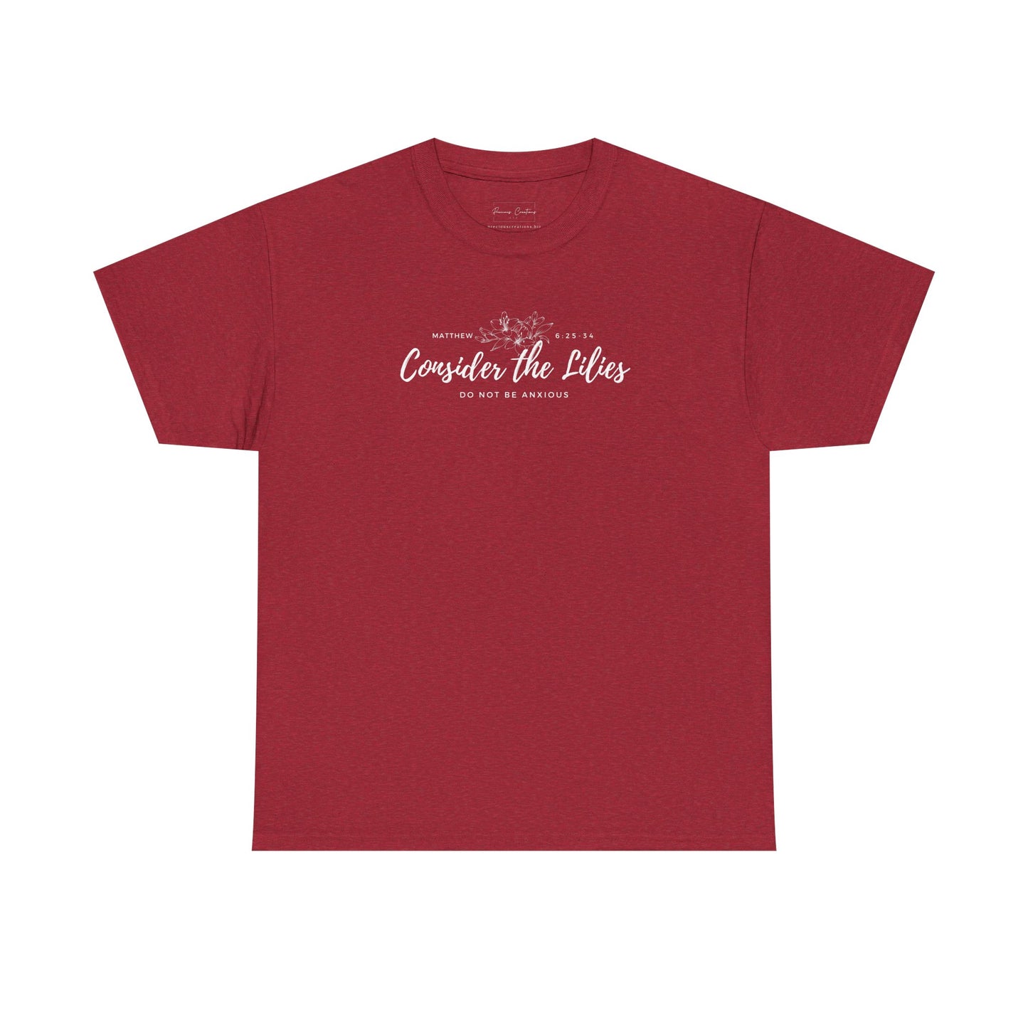 Gildan Unisex Heavy Cotton Tee with 'Consider the Lilies' Design | Casual Wear, Gifts, Inspirational Apparel, Everyday Comfort