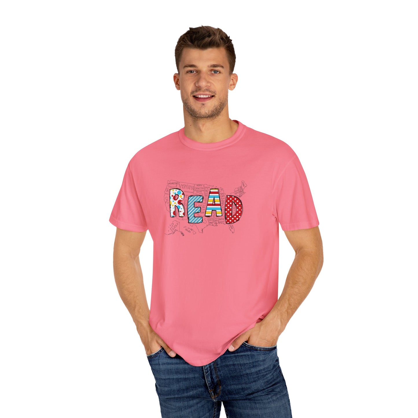 Comfort Colors Unisex Read across the US - Perfect for Teachers, Back to School, Gifts, Classroom Apparel, Casual Wear