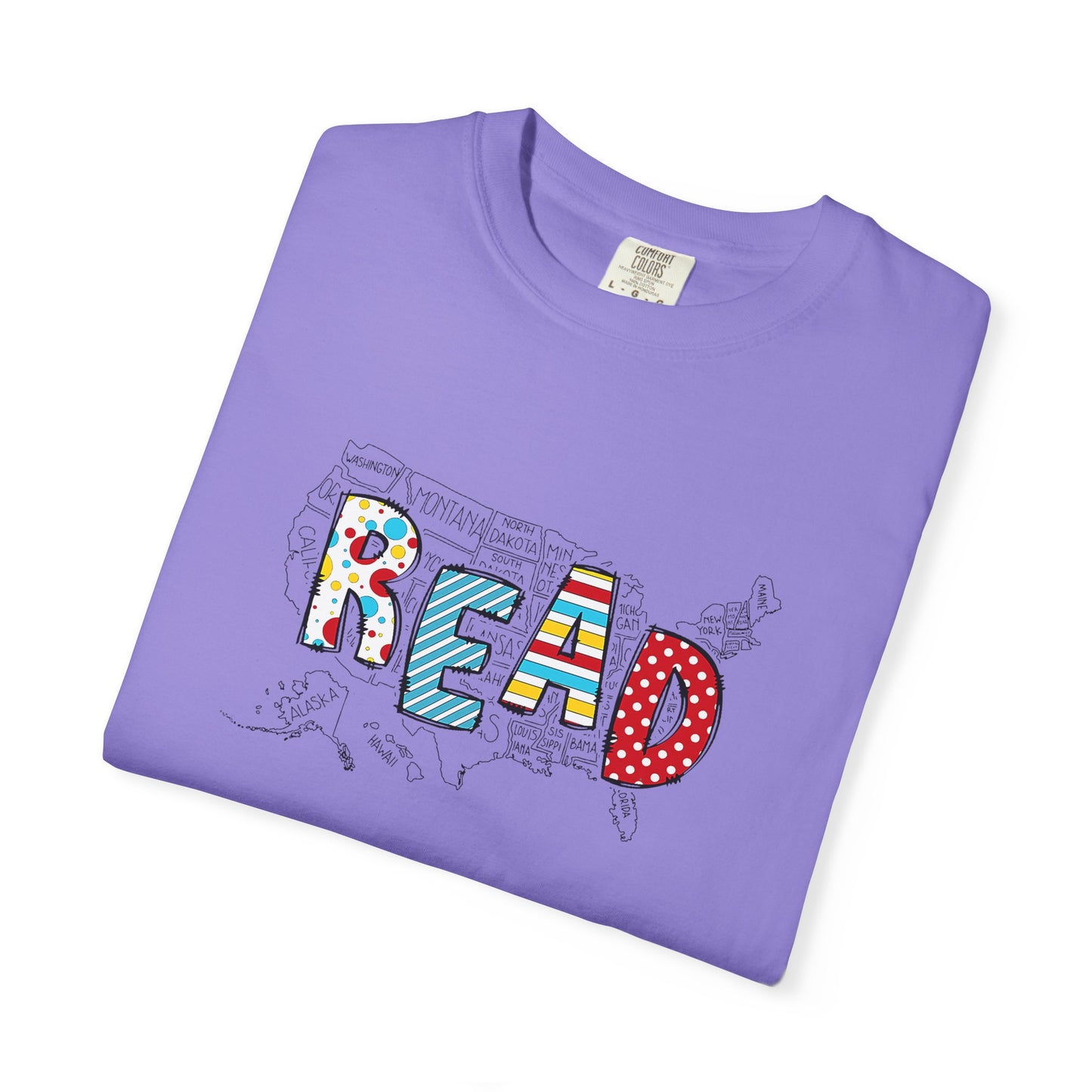 Comfort Colors Unisex Read across the US - Perfect for Teachers, Back to School, Gifts, Classroom Apparel, Casual Wear
