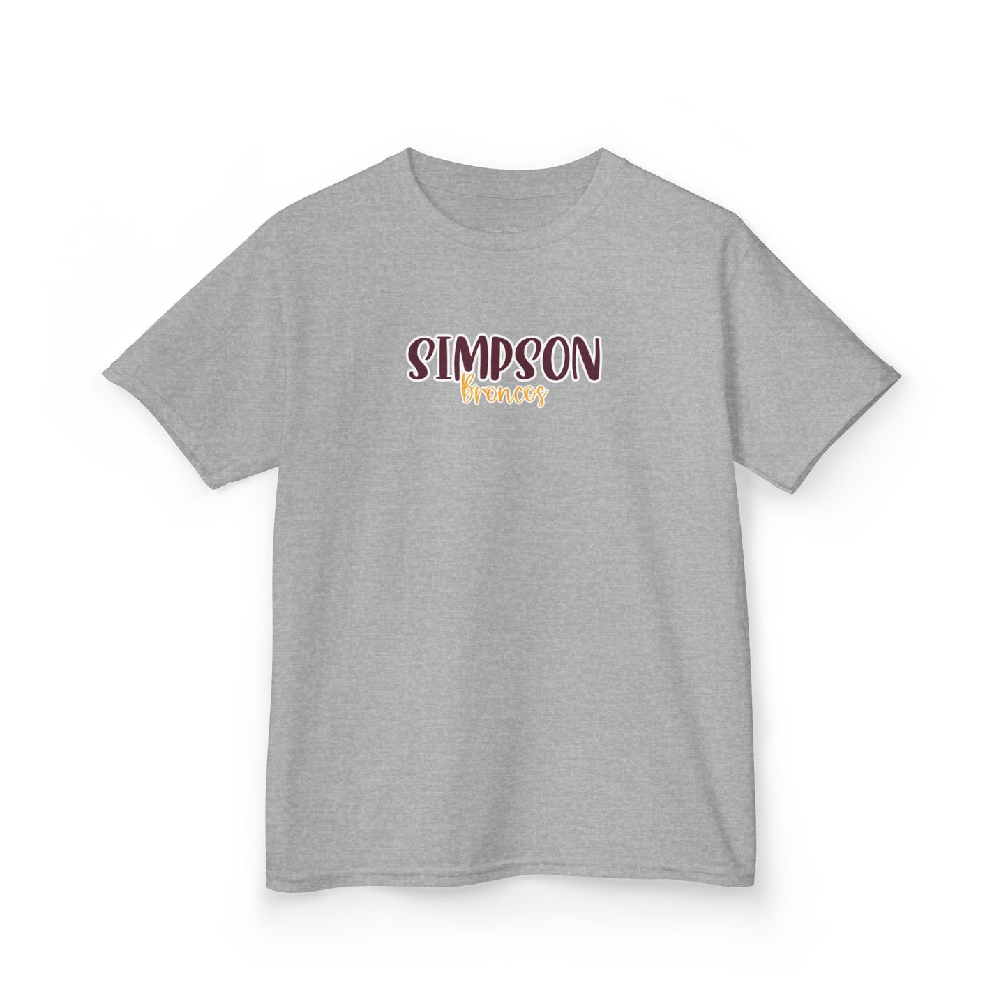 Gildan Kids Heavy Cotton Tee with Simpson Broncos Style 2 Design, Cute Children's T-Shirt, School Spirit Apparel, Gift for Young Fans, Sporty Kids Wear