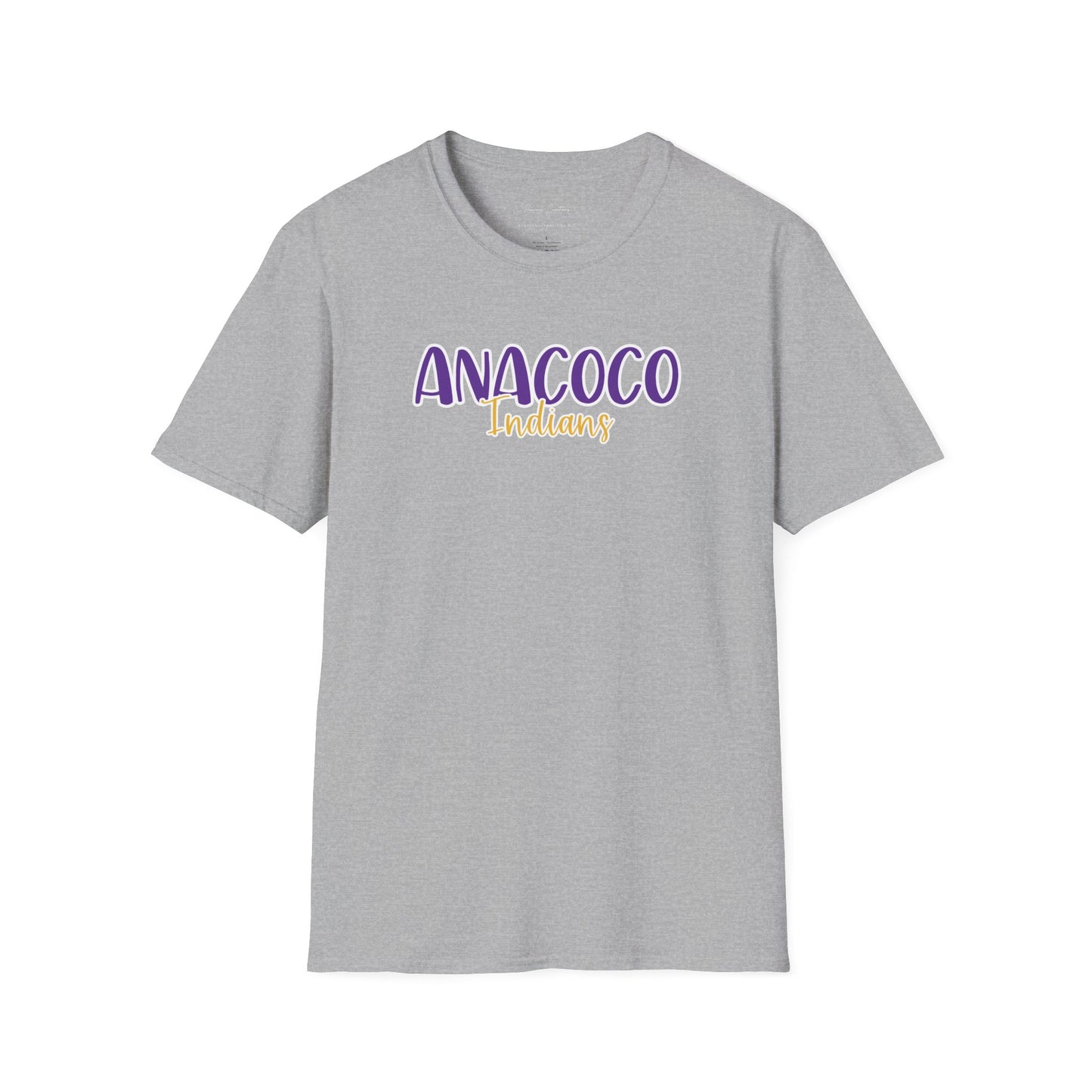 Gildan Anacoco Indians Style 2 Unisex Softstyle T-Shirt, Cute Graphic Tee, Team Spirit Shirt, Casual Wear, Gift for Fans
