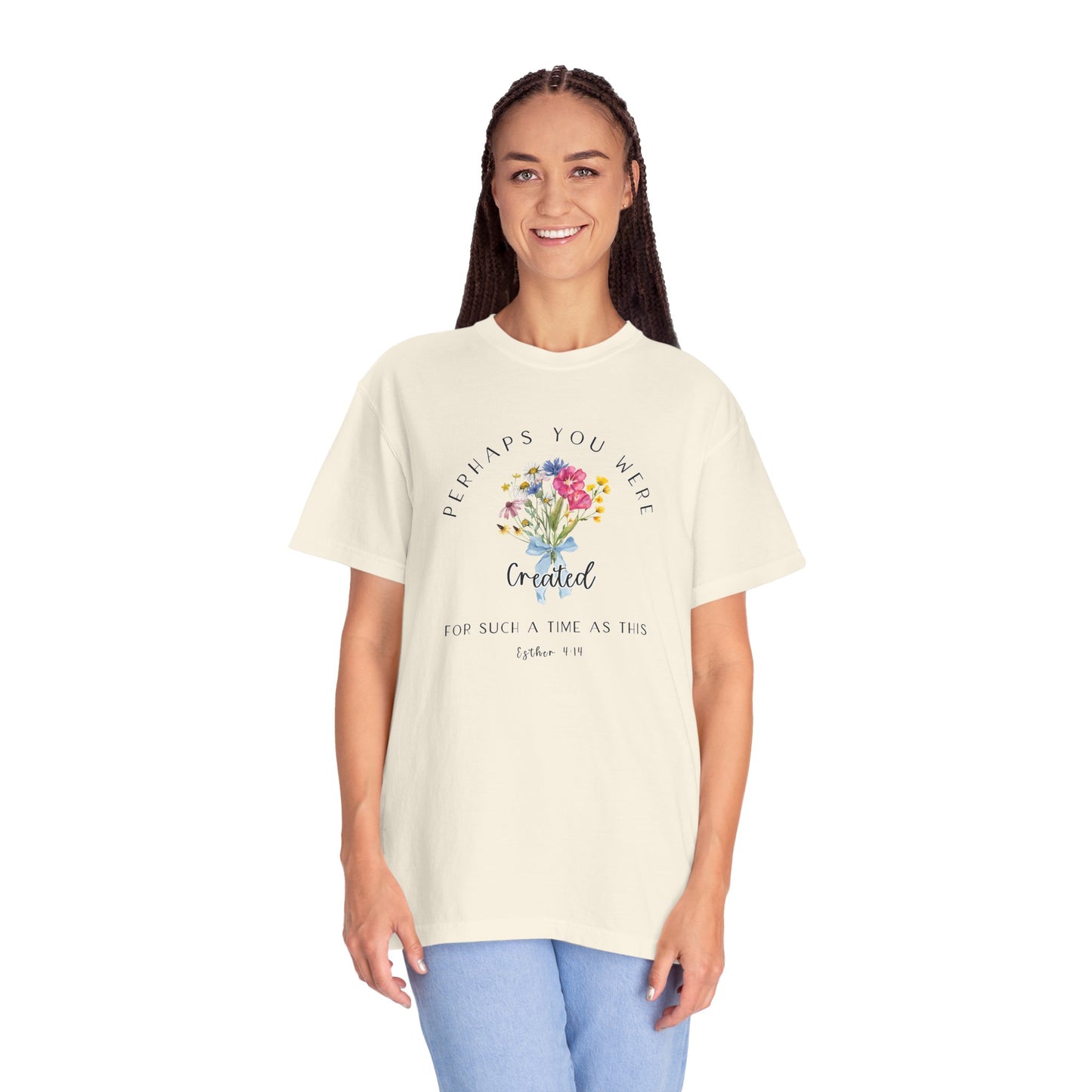 Comfort Colors Esther 4:14 Light colors Inspirational Floral T-Shirt, Unisex Garment-Dyed Tee, Perfect Gift, Spiritual Apparel, Thoughtful Quote Shirt, Everyday Wear