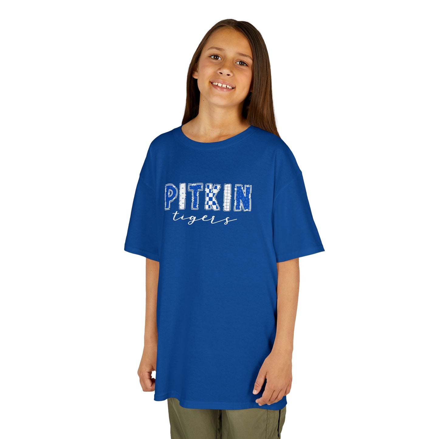 Gildan Kids Heavy Cotton Tee with Pitkin Tigers Design, Cute Children's T-Shirt, School Spirit Apparel, Gift for Young Fans, Sporty Kids Wear