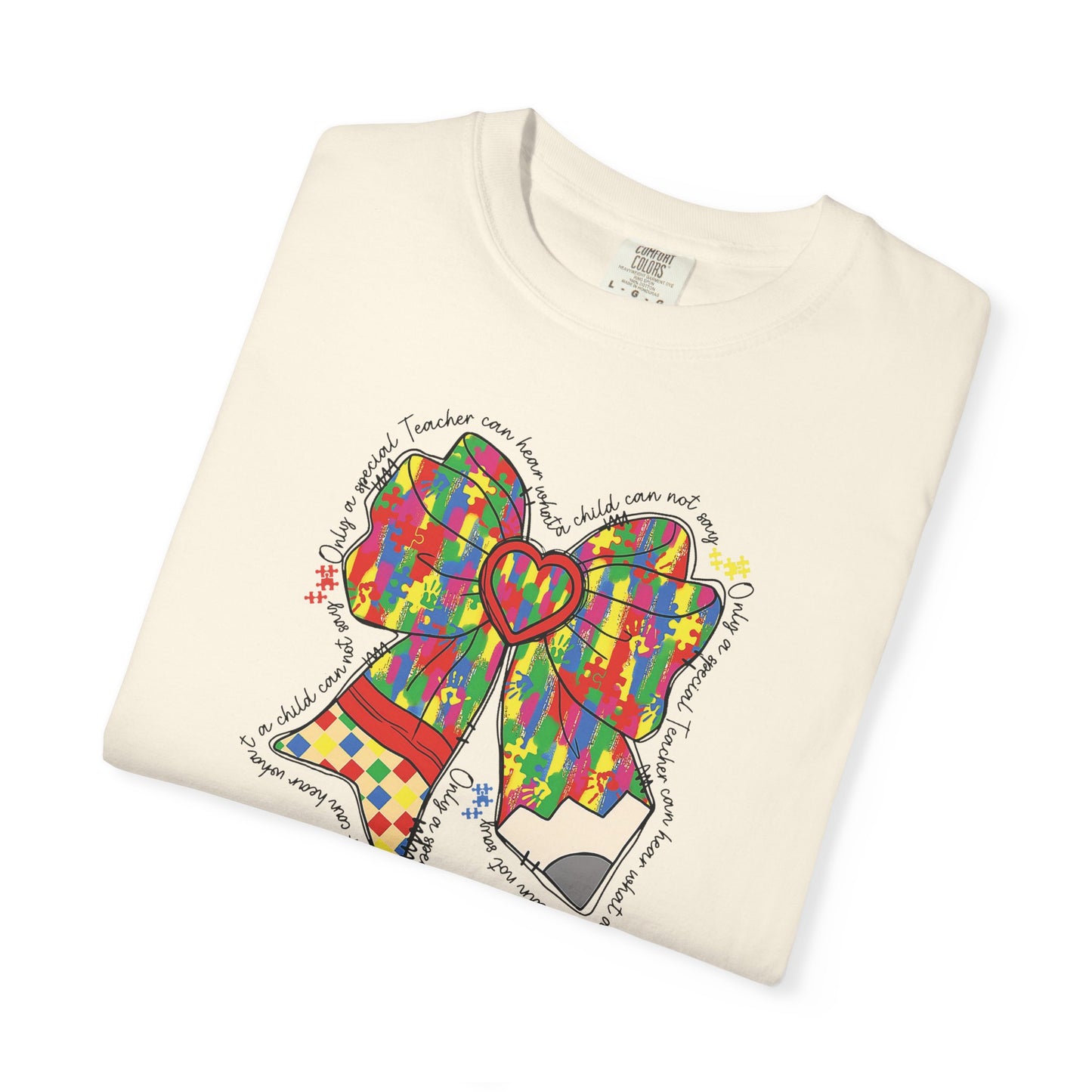 Comfort Colors Special Education Bow T-Shirt , Unisex Garment-Dyed Tee, Casual Wear, Gift for Her, Holiday Apparel