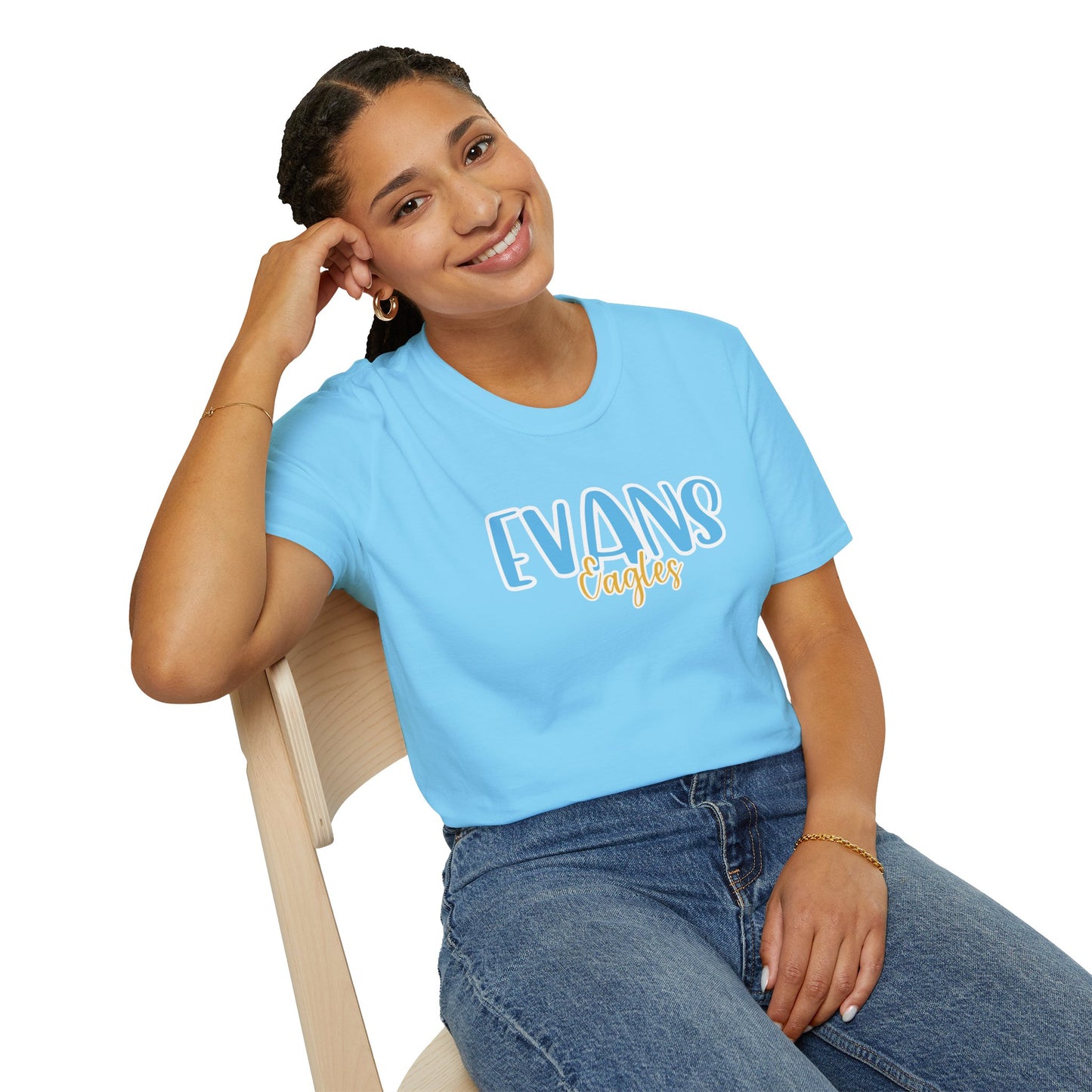 Gildan Evans Eagles Style 2 Unisex Softstyle T-Shirt, Cute Graphic Tee, Team Spirit Shirt, Casual Wear, Gift for Fans