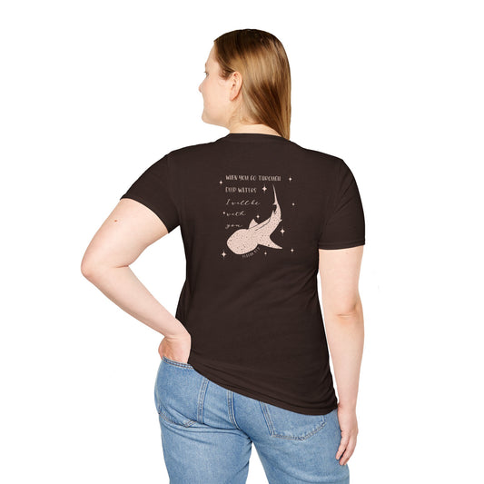 Gordy Fundraiser- Gildan Isaiah 43:2 Unisex Softstyle T-Shirt, Eco-Friendly Tee, Casual Wear, Gift for Nature Lovers, Ocean Theme Shirt, Inspirational Quote Top