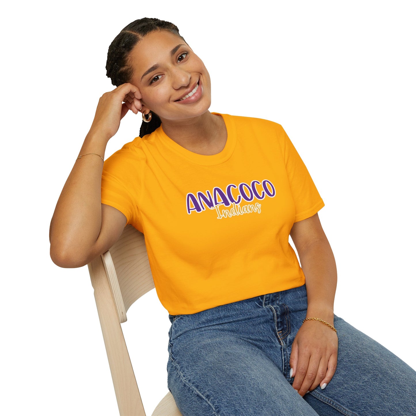 Gildan Anacoco Indians Style 2 Unisex Softstyle T-Shirt, Cute Graphic Tee, Team Spirit Shirt, Casual Wear, Gift for Fans