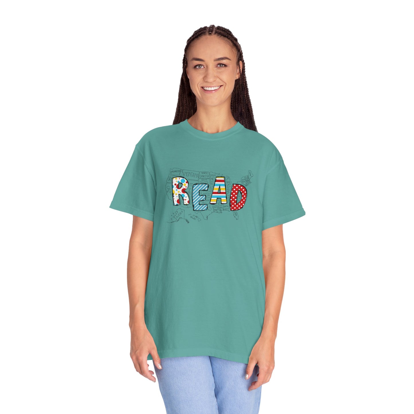 Comfort Colors Unisex Read across the US - Perfect for Teachers, Back to School, Gifts, Classroom Apparel, Casual Wear