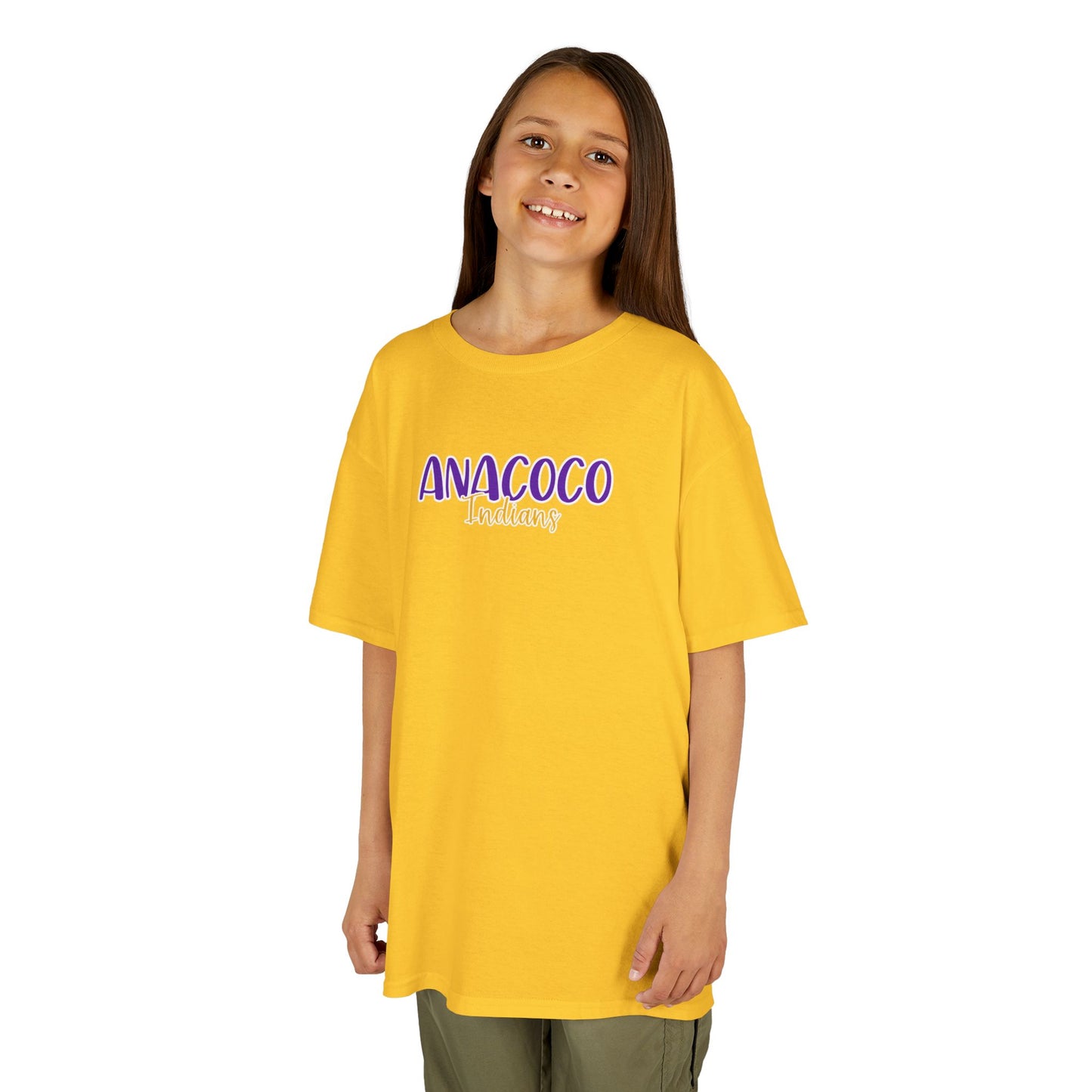 Gildan Kids Heavy Cotton Tee with Anacoco Indians Style 2 Design, Cute Children's T-Shirt, School Spirit Apparel, Gift for Young Fans, Sporty Kids Wear