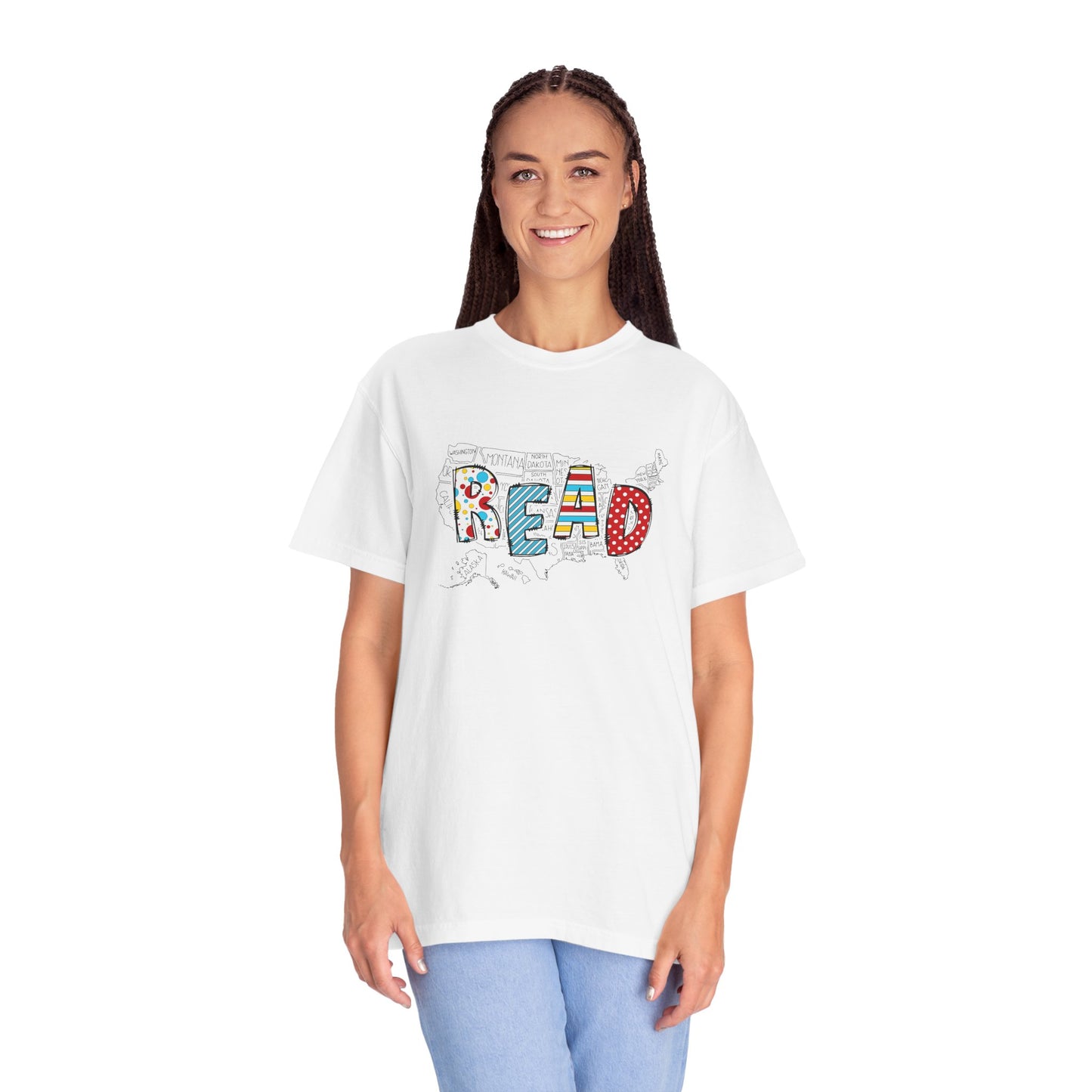 Comfort Colors Unisex Read across the US - Perfect for Teachers, Back to School, Gifts, Classroom Apparel, Casual Wear