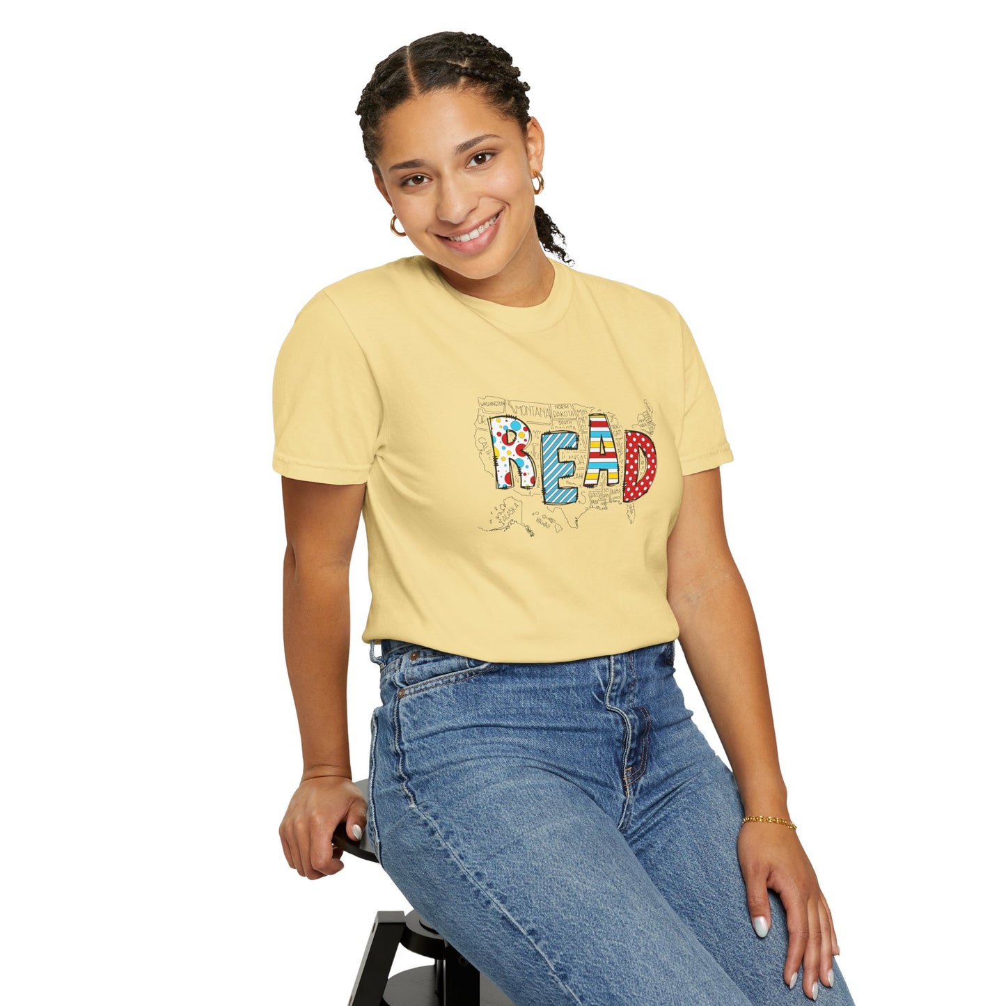 Comfort Colors Unisex Read across the US - Perfect for Teachers, Back to School, Gifts, Classroom Apparel, Casual Wear