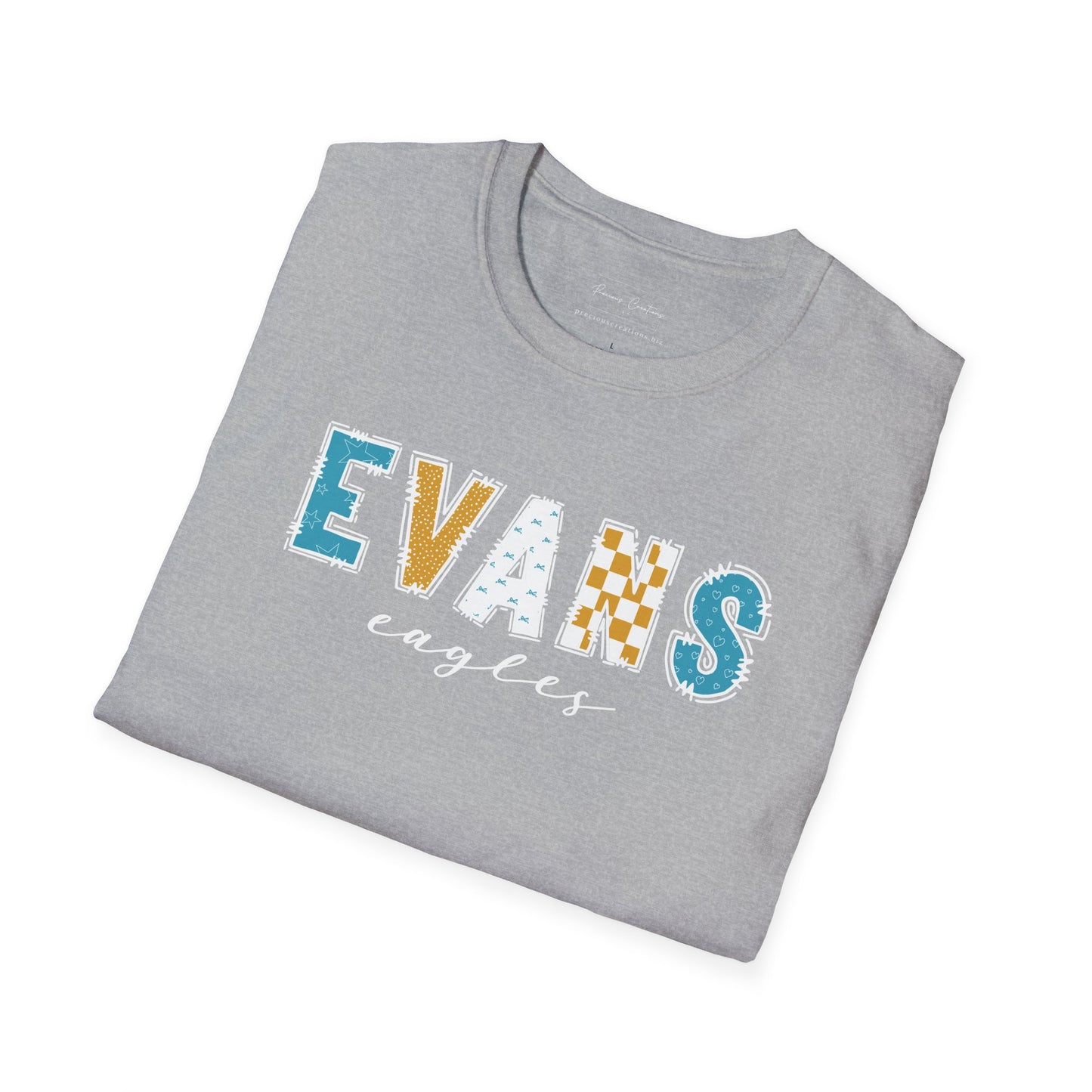 Gildan Evans Eagles Unisex Softstyle T-Shirt, Cute Graphic Tee, Team Spirit Shirt, Casual Wear, Gift for Fans