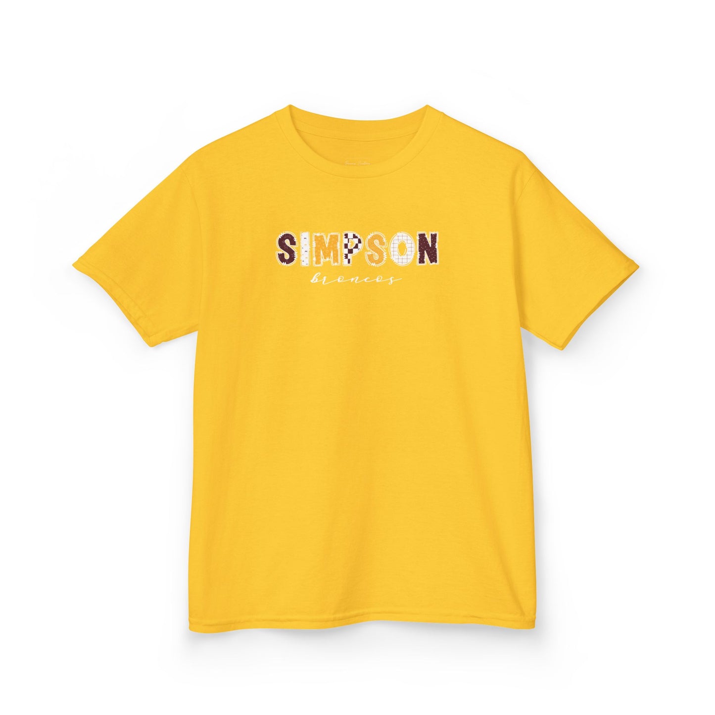 Gildan Kids Heavy Cotton Tee with Simpson Broncos Design, Cute Children's T-Shirt, School Spirit Apparel, Gift for Young Fans, Sporty Kids Wear