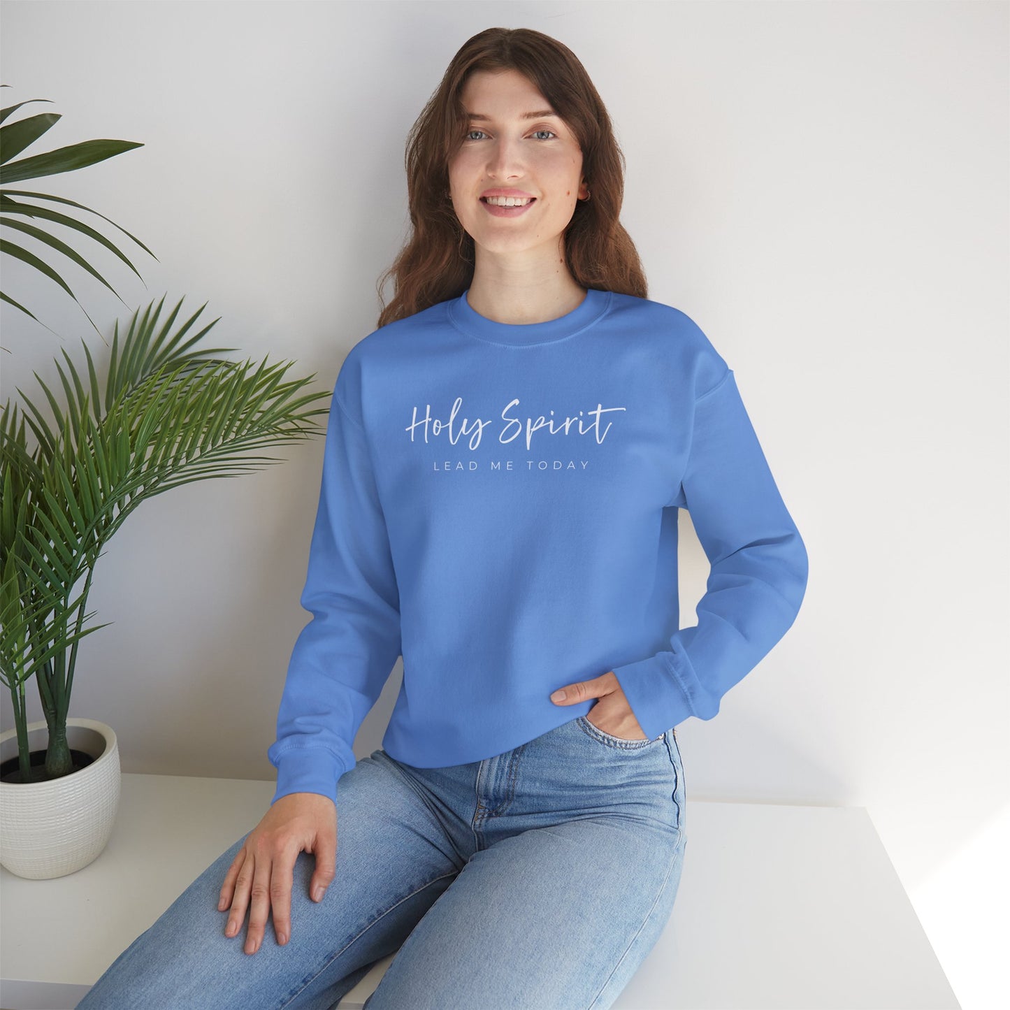 Gildan Comfortable Unisex Crewneck Sweatshirt - "Holy Spirit Lead Me Today" - Faithful Gift, Cozy Wear, Inspirational Apparel, Spiritual [...]