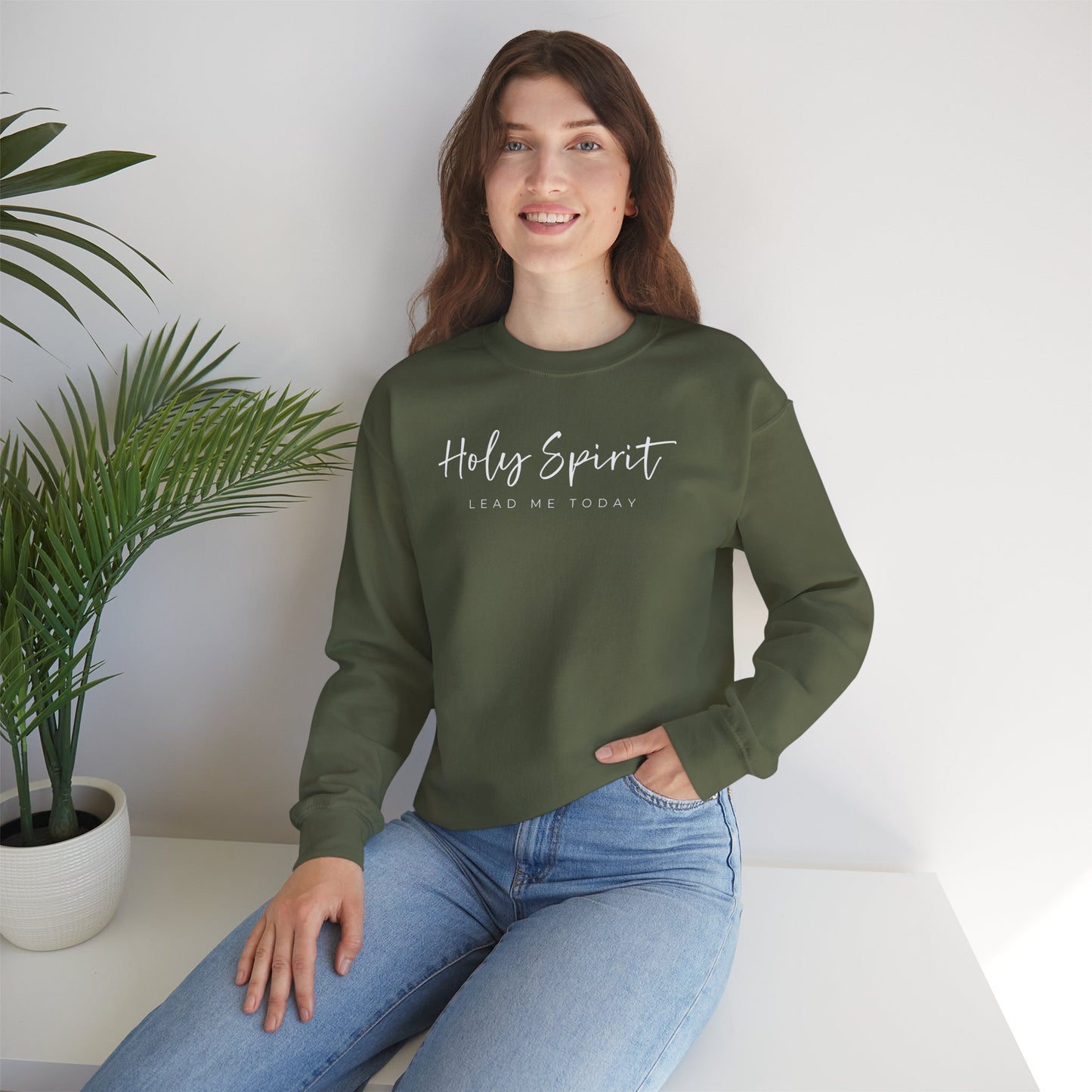 Gildan Comfortable Unisex Crewneck Sweatshirt - "Holy Spirit Lead Me Today" - Faithful Gift, Cozy Wear, Inspirational Apparel, Spiritual [...]