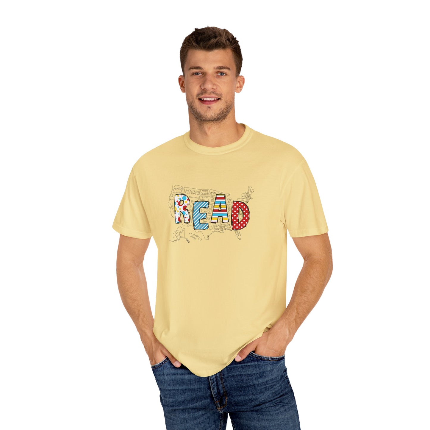 Comfort Colors Unisex Read across the US - Perfect for Teachers, Back to School, Gifts, Classroom Apparel, Casual Wear