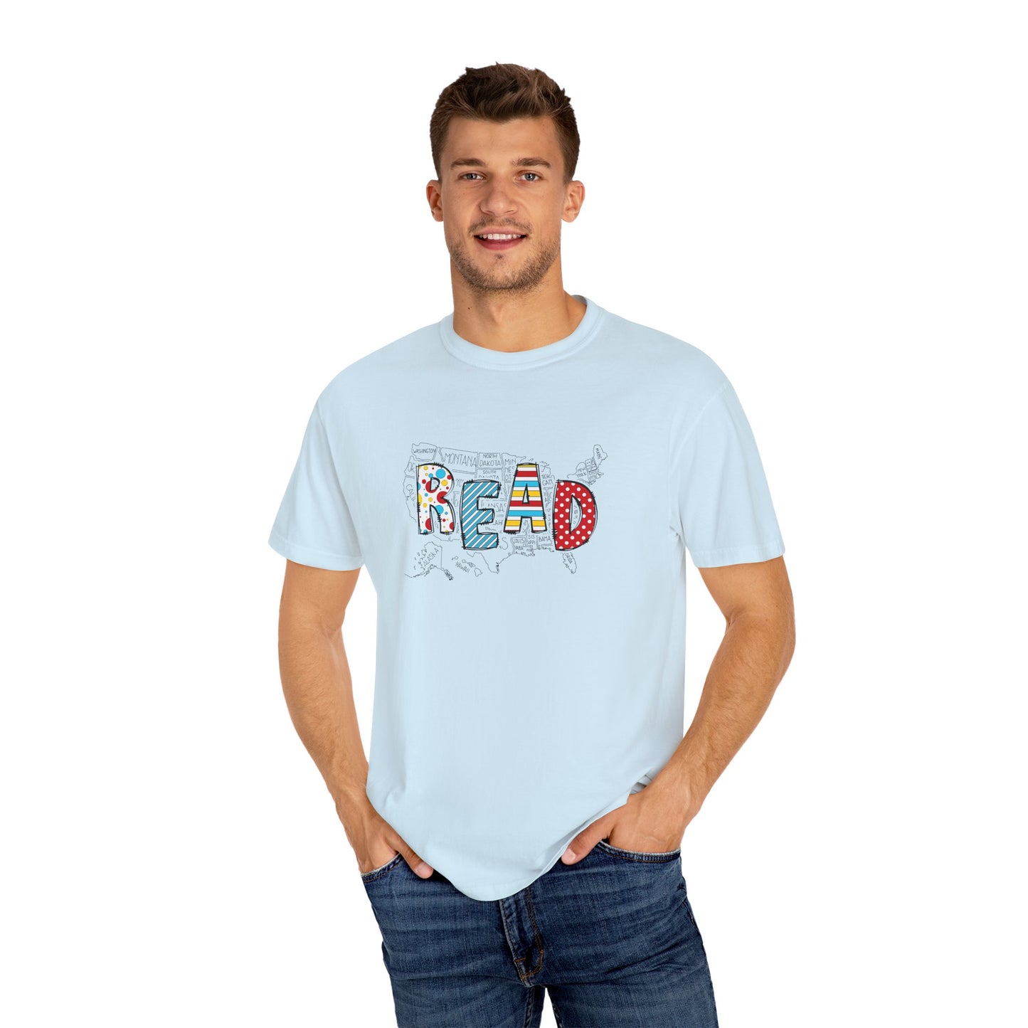 Comfort Colors Unisex Read across the US - Perfect for Teachers, Back to School, Gifts, Classroom Apparel, Casual Wear