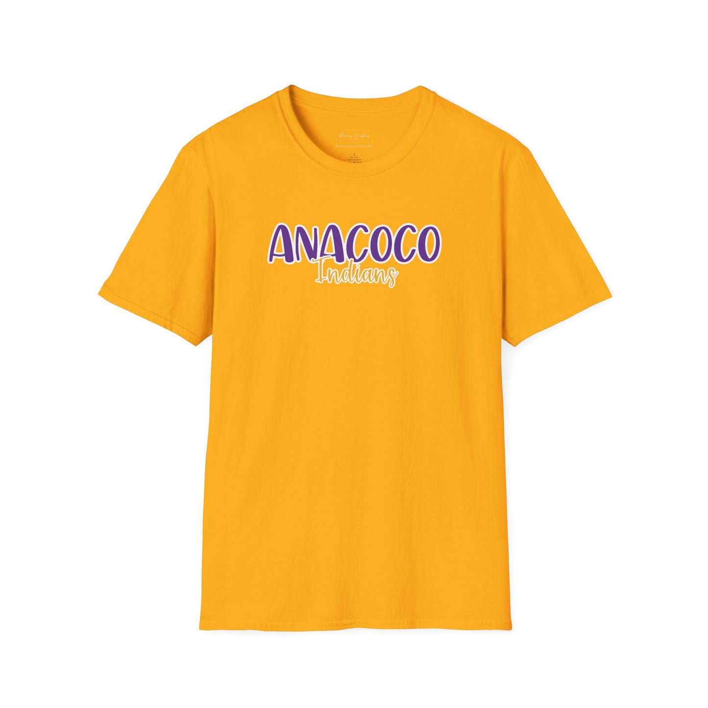 Gildan Anacoco Indians Style 2 Unisex Softstyle T-Shirt, Cute Graphic Tee, Team Spirit Shirt, Casual Wear, Gift for Fans