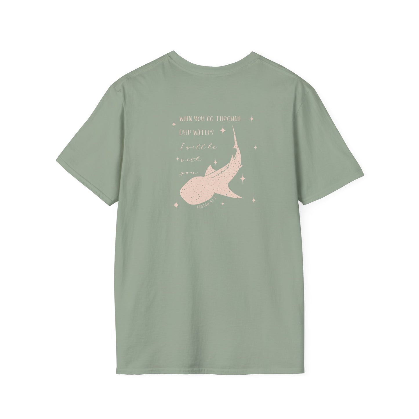 Gordy Fundraiser- Gildan Isaiah 43:2 Unisex Softstyle T-Shirt, Eco-Friendly Tee, Casual Wear, Gift for Nature Lovers, Ocean Theme Shirt, Inspirational Quote Top