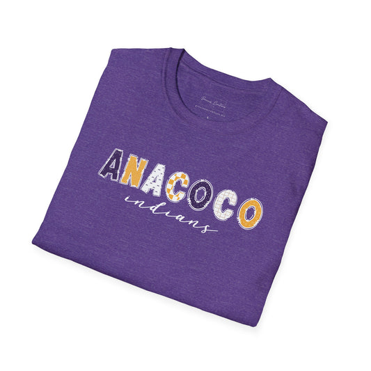 Gildan Anacoco Indians Unisex Softstyle T-Shirt, Cute Graphic Tee, Team Spirit Shirt, Casual Wear, Gift for Fans
