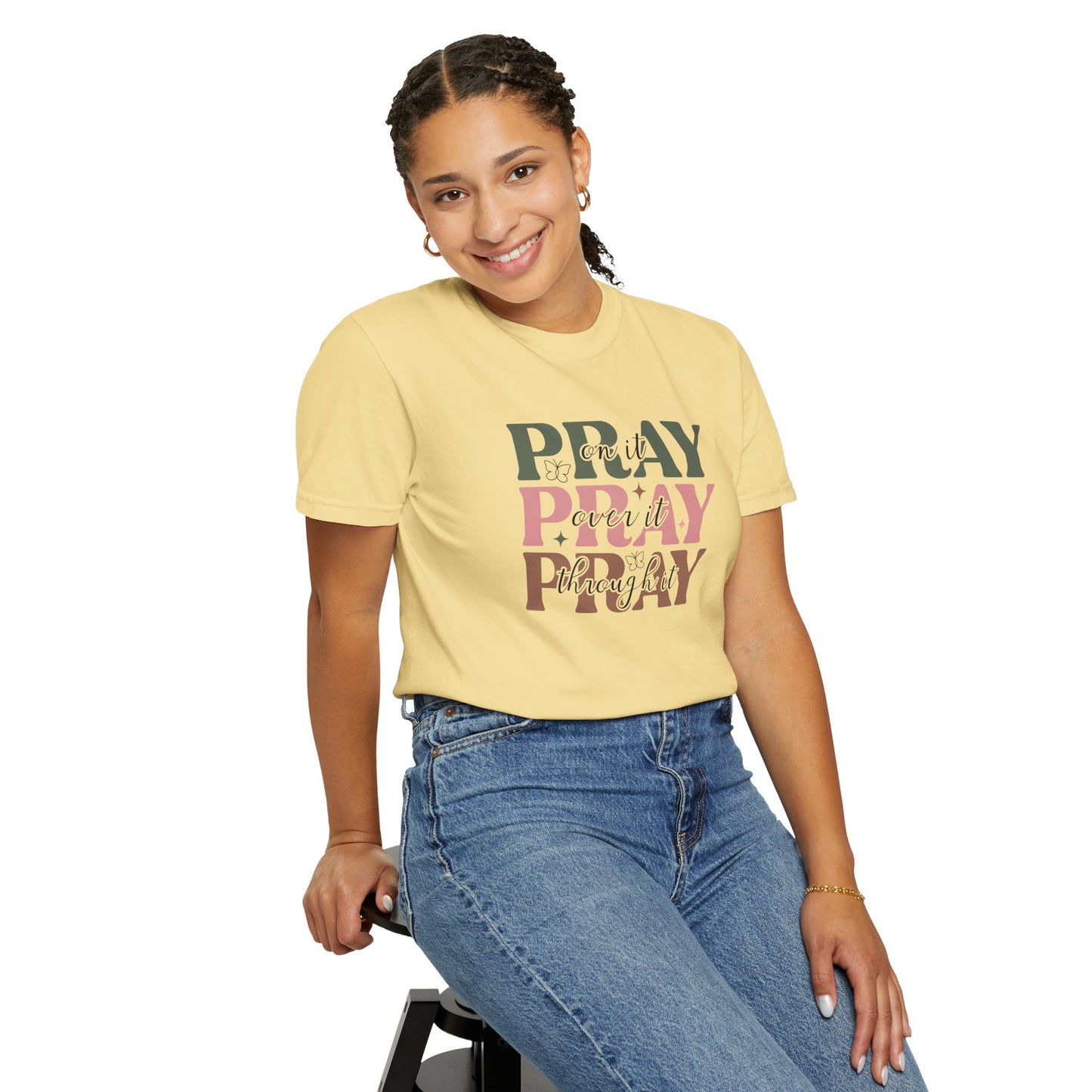 Pray About It Unisex Garment-Dyed T-shirt | Inspirational Tee, Faith Shirt, Casual Wear, Gift for Christians, Spiritually Uplifting Apparel