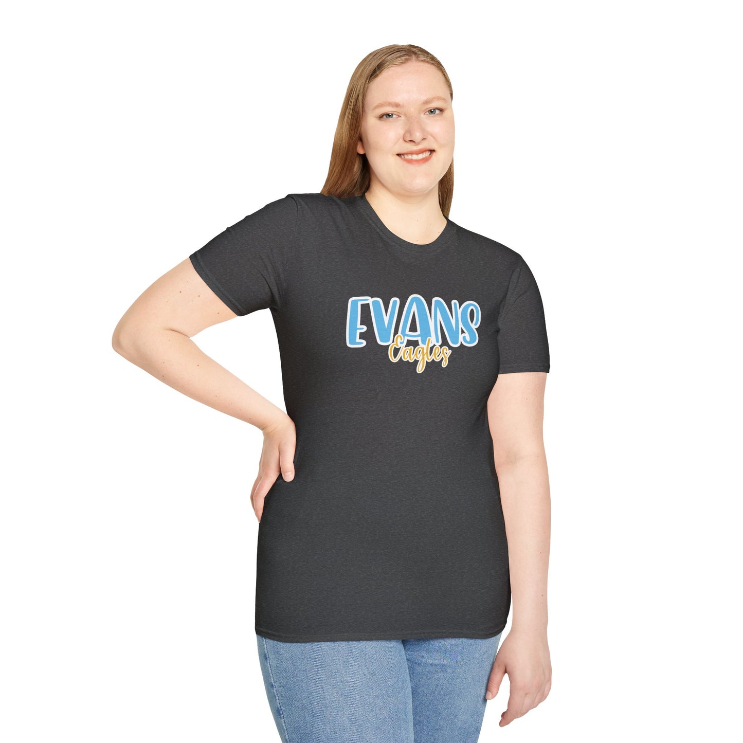 Gildan Evans Eagles Style 2 Unisex Softstyle T-Shirt, Cute Graphic Tee, Team Spirit Shirt, Casual Wear, Gift for Fans