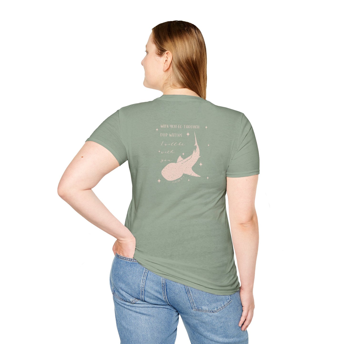 Gordy Fundraiser- Gildan Isaiah 43:2 Unisex Softstyle T-Shirt, Eco-Friendly Tee, Casual Wear, Gift for Nature Lovers, Ocean Theme Shirt, Inspirational Quote Top