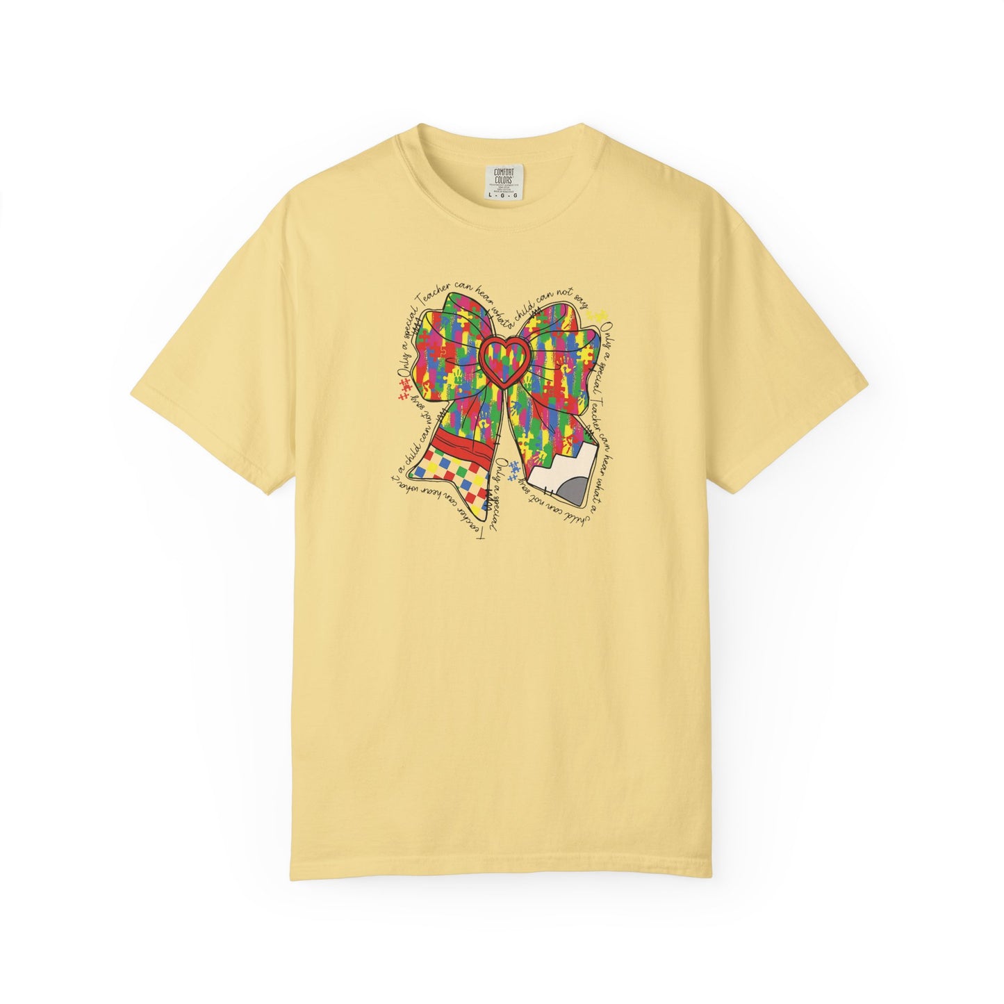 Comfort Colors Special Education Bow T-Shirt , Unisex Garment-Dyed Tee, Casual Wear, Gift for Her, Holiday Apparel