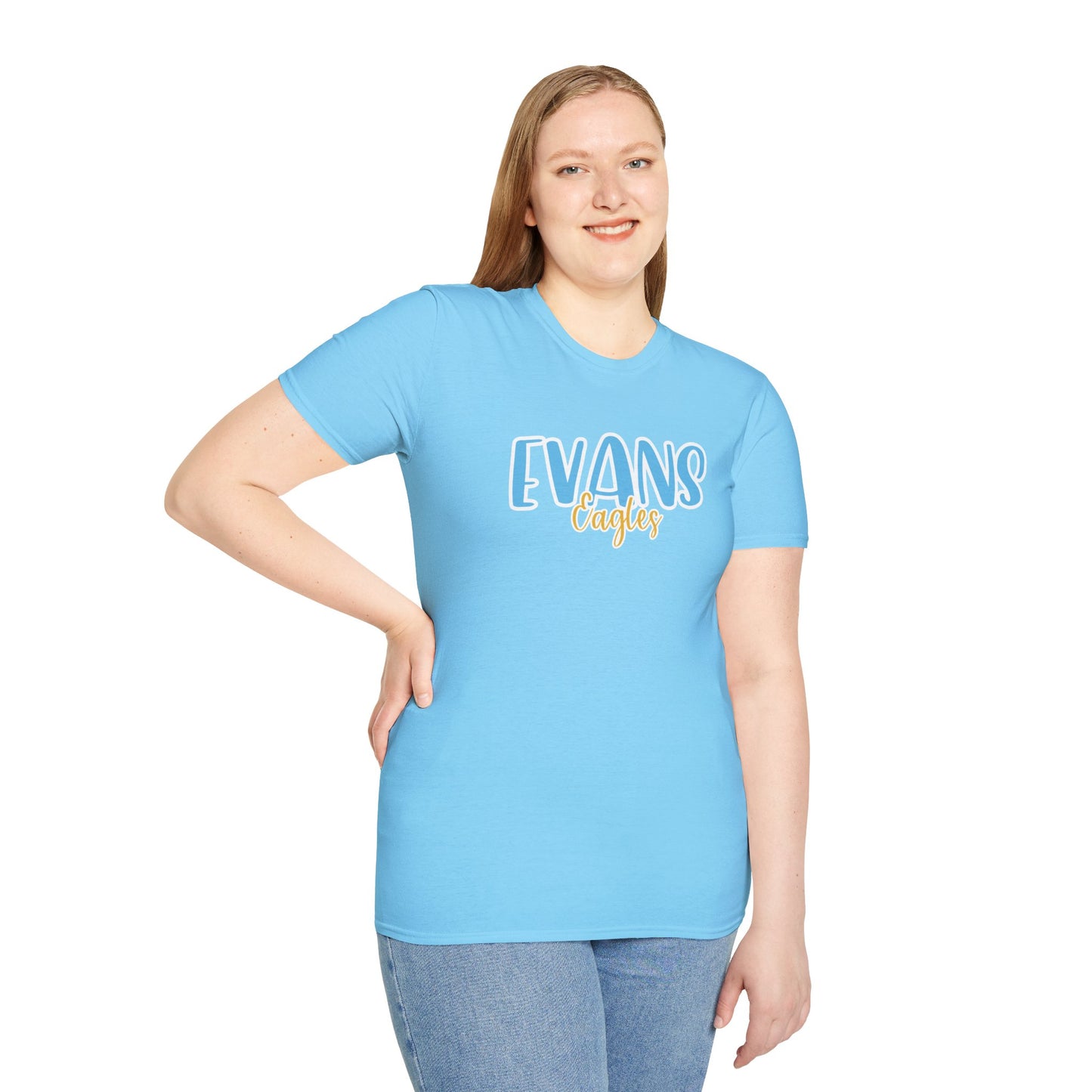 Gildan Evans Eagles Style 2 Unisex Softstyle T-Shirt, Cute Graphic Tee, Team Spirit Shirt, Casual Wear, Gift for Fans