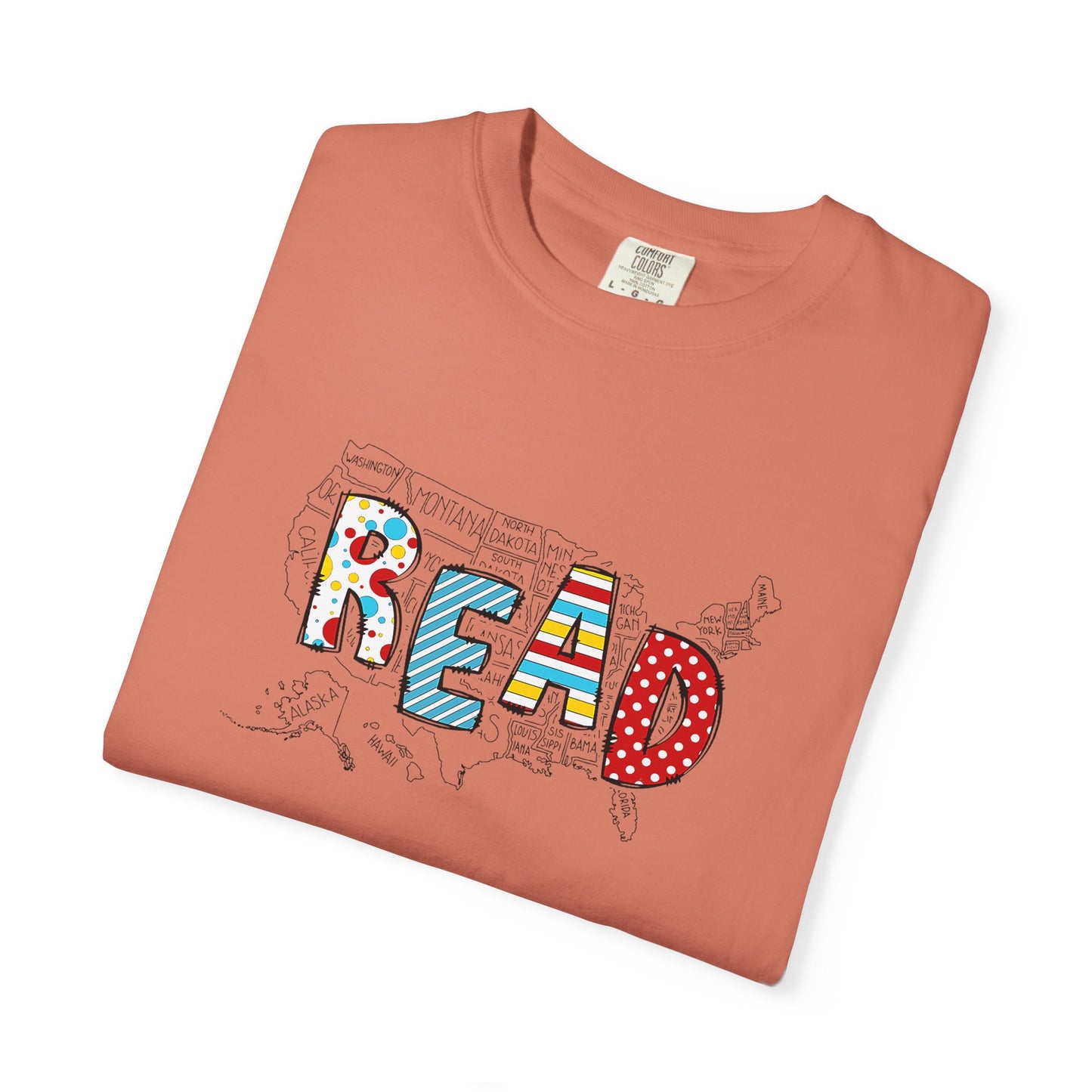 Comfort Colors Unisex Read across the US - Perfect for Teachers, Back to School, Gifts, Classroom Apparel, Casual Wear