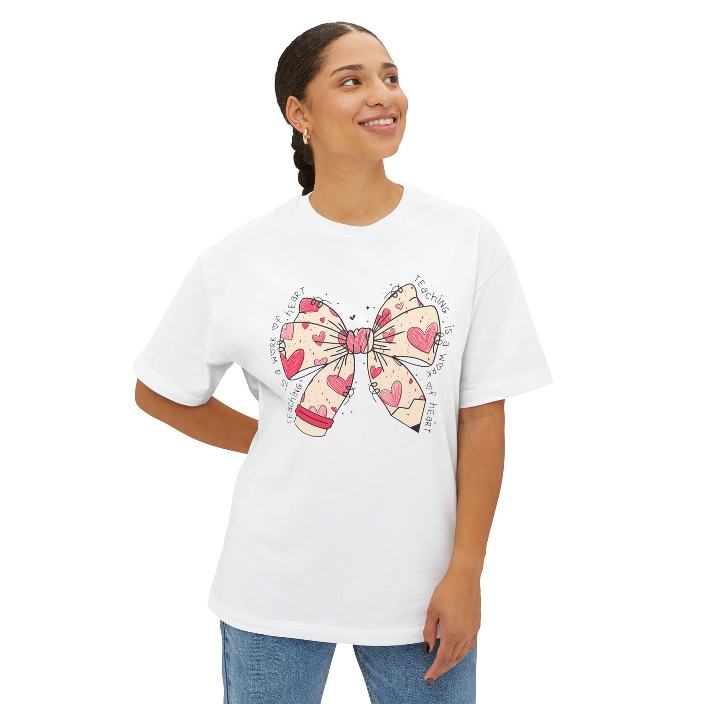 Bella + Canvas Teaching is a Work of Heart Unisex Oversized Boxy Tee