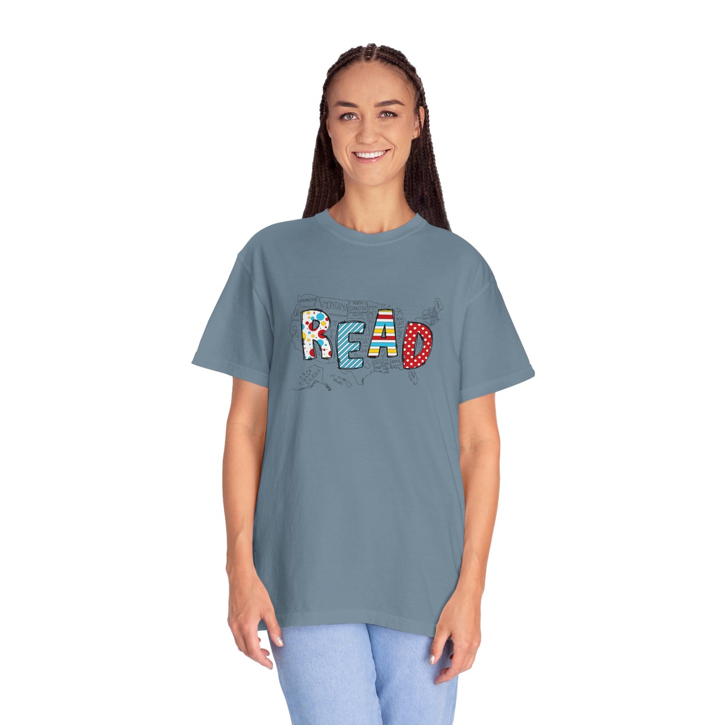 Comfort Colors Unisex Read across the US - Perfect for Teachers, Back to School, Gifts, Classroom Apparel, Casual Wear