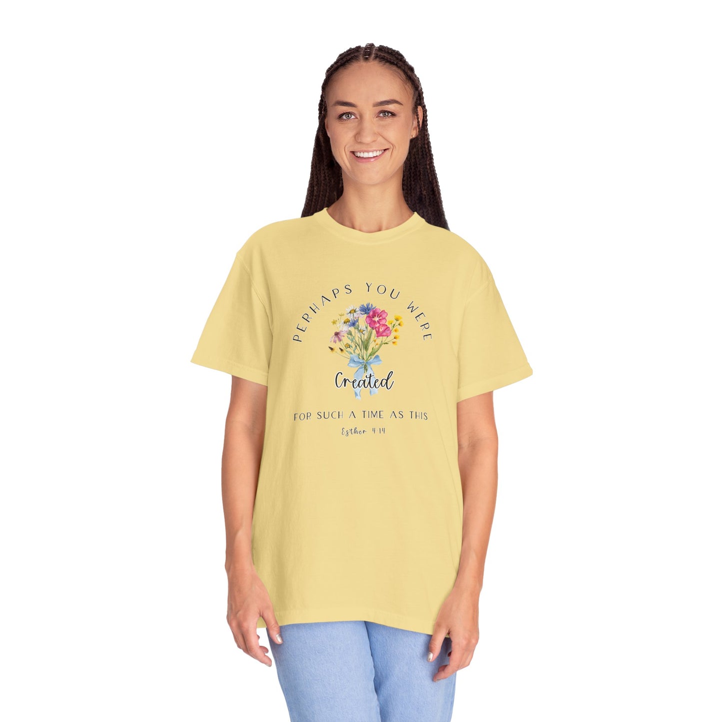 Comfort Colors Esther 4:14 Light colors Inspirational Floral T-Shirt, Unisex Garment-Dyed Tee, Perfect Gift, Spiritual Apparel, Thoughtful Quote Shirt, Everyday Wear