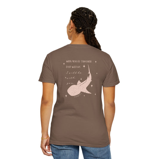 Gordy Fundraiser- Comfort Colors Isaiah 43:2 I will be with you Whale-Inspired Unisex T-shirt, Ocean Lover Gift, Casual Wear, Nature-Inspired Apparel, Perfect for Summer and Vacations