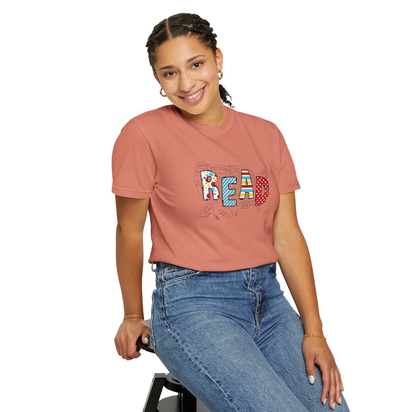 Comfort Colors Unisex Read across the US - Perfect for Teachers, Back to School, Gifts, Classroom Apparel, Casual Wear