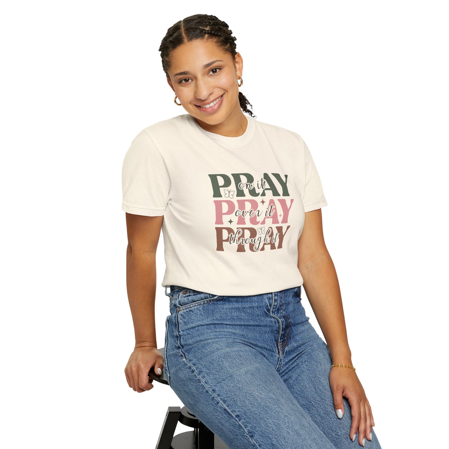 Pray About It Unisex Garment-Dyed T-shirt | Inspirational Tee, Faith Shirt, Casual Wear, Gift for Christians, Spiritually Uplifting Apparel