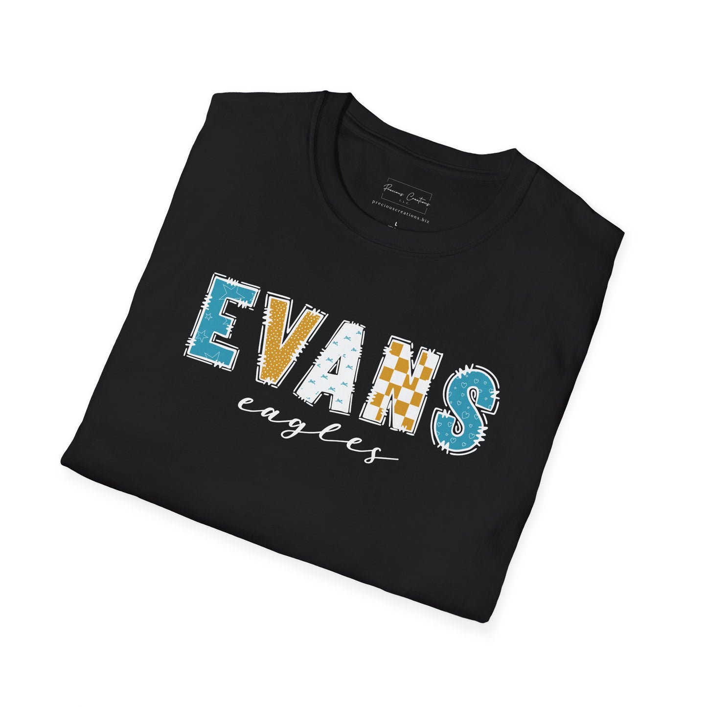 Gildan Evans Eagles Unisex Softstyle T-Shirt, Cute Graphic Tee, Team Spirit Shirt, Casual Wear, Gift for Fans
