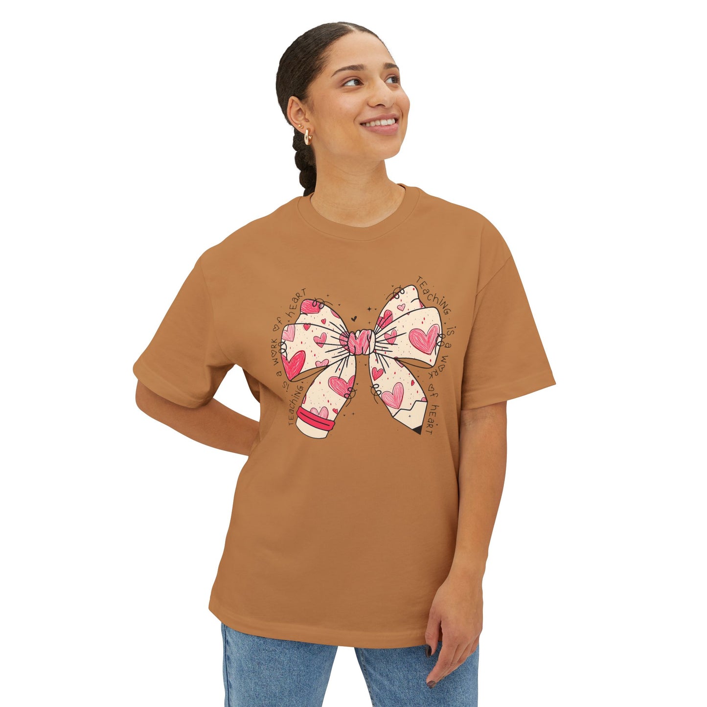 Bella + Canvas Teaching is a Work of Heart Unisex Oversized Boxy Tee