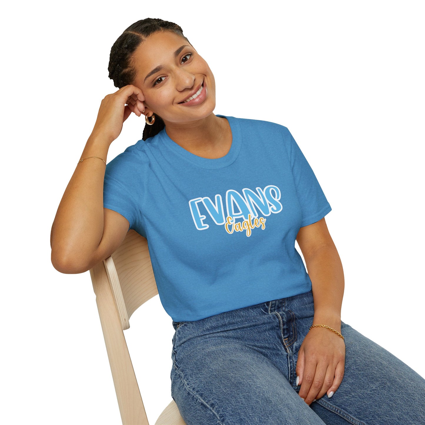 Gildan Evans Eagles Style 2 Unisex Softstyle T-Shirt, Cute Graphic Tee, Team Spirit Shirt, Casual Wear, Gift for Fans
