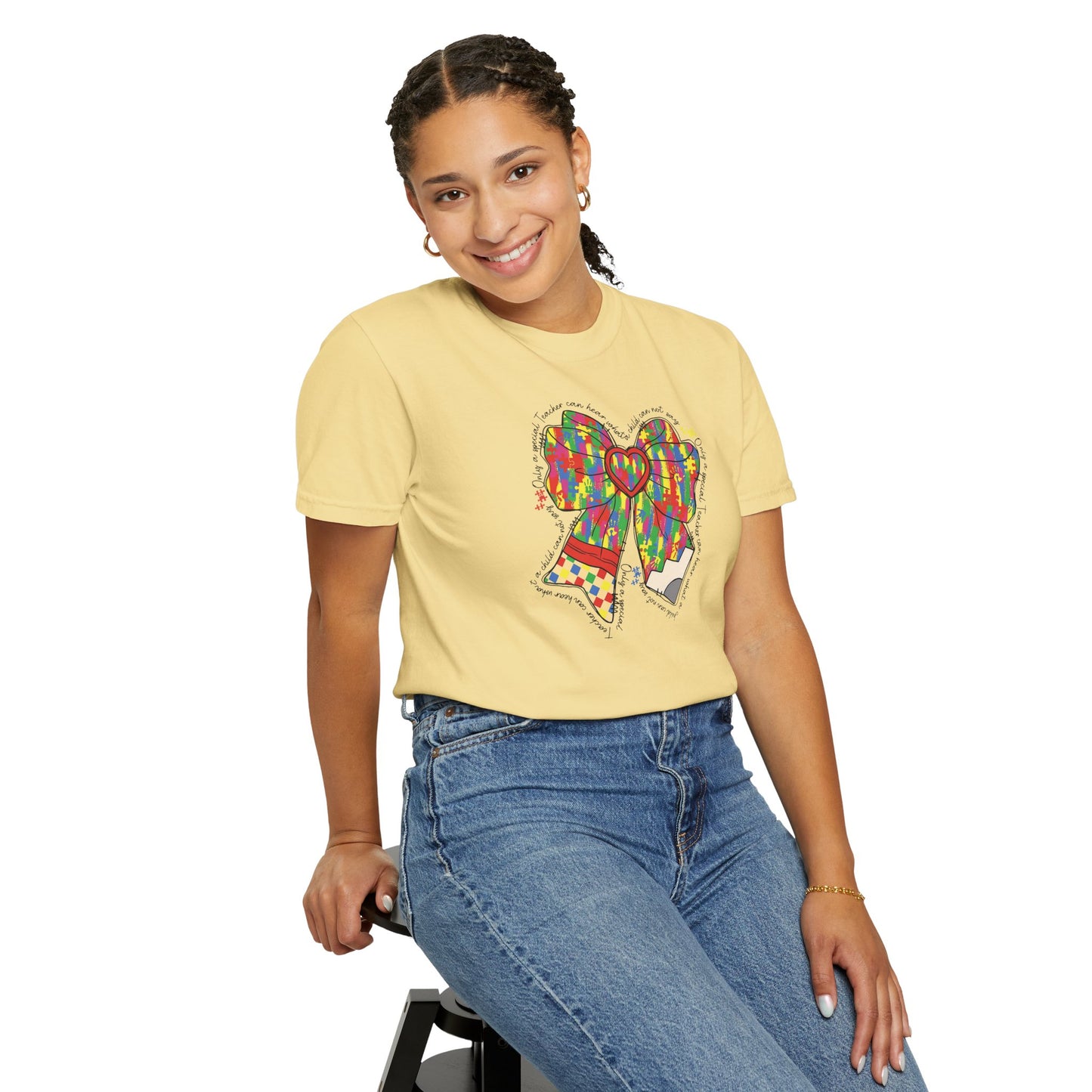 Comfort Colors Special Education Bow T-Shirt , Unisex Garment-Dyed Tee, Casual Wear, Gift for Her, Holiday Apparel