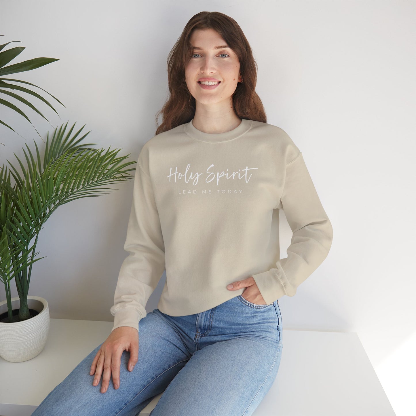 Gildan Comfortable Unisex Crewneck Sweatshirt - "Holy Spirit Lead Me Today" - Faithful Gift, Cozy Wear, Inspirational Apparel, Spiritual [...]