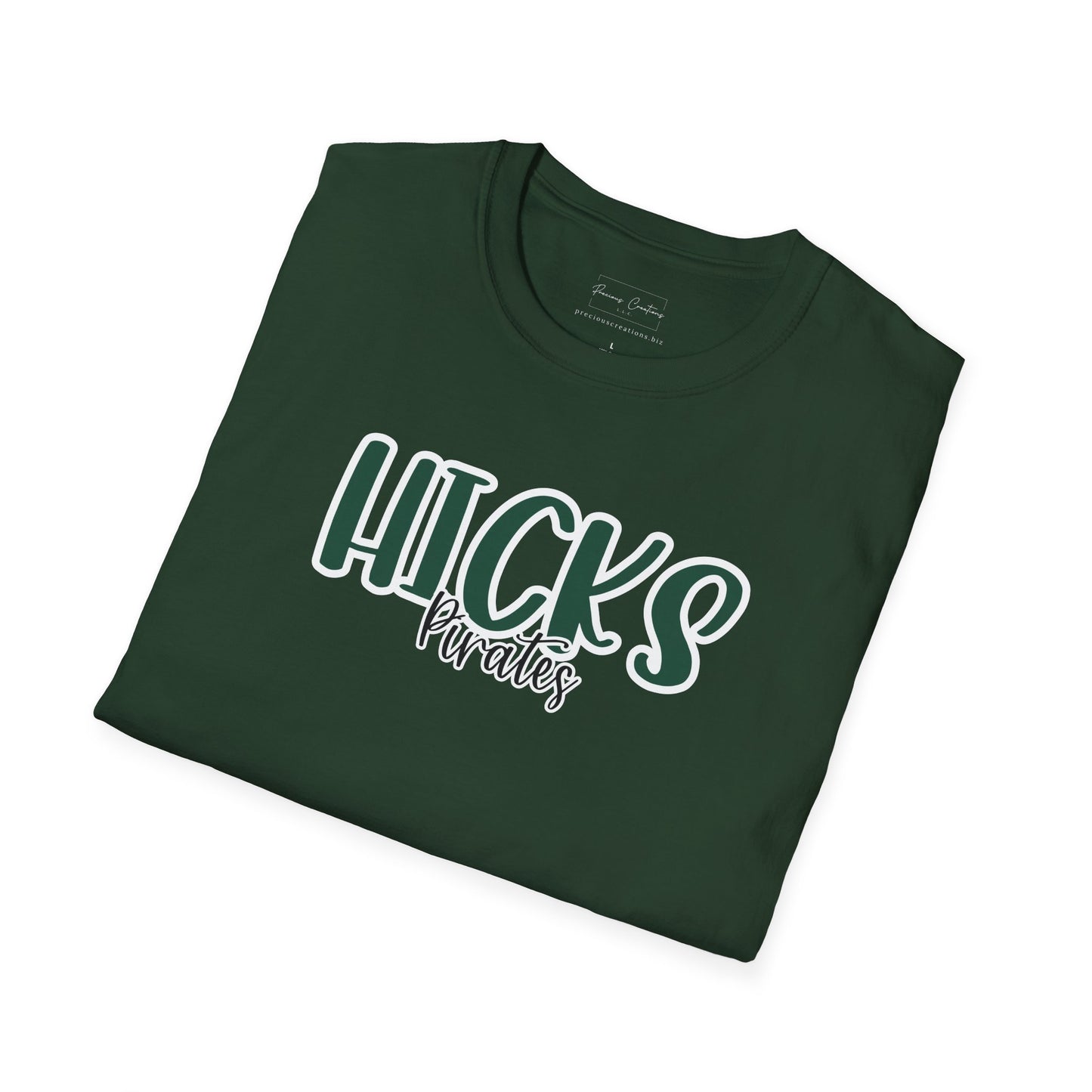 Gildan Hicks Pirates Style 2 Unisex Softstyle T-Shirt, Cute Graphic Tee, Team Spirit Shirt, Casual Wear, Gift for Fans