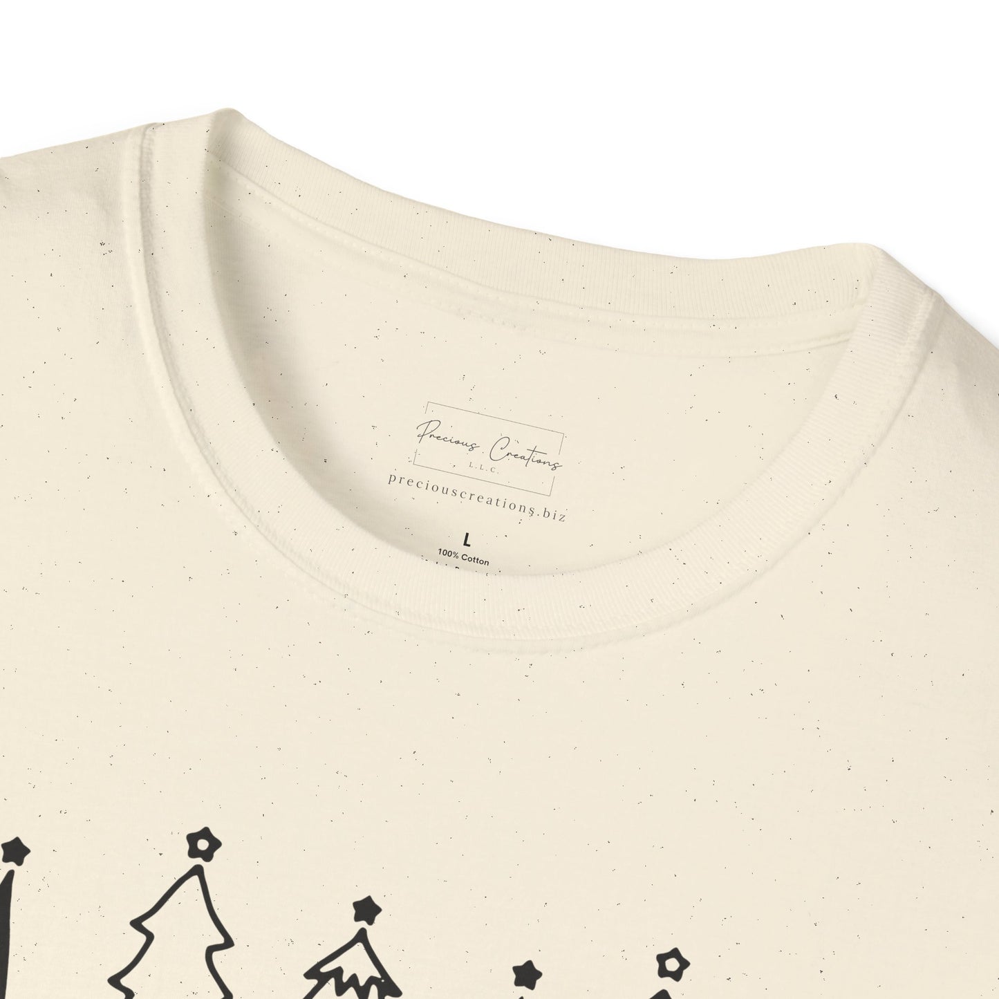 Christmas Tree Line Art T-Shirt – 'Merry Christmas' Minimal Holiday Gildan Softstyle Tee