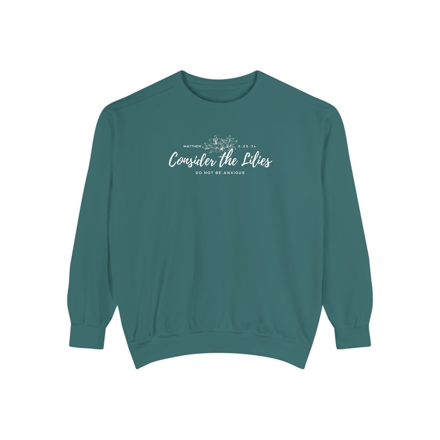 Comfort Colors Unisex Sweatshirt with 'Consider the Lilies' Design, Perfect for Casual Wear, Gifts, Spring Fashion, Cozy Atmosphere, [...]