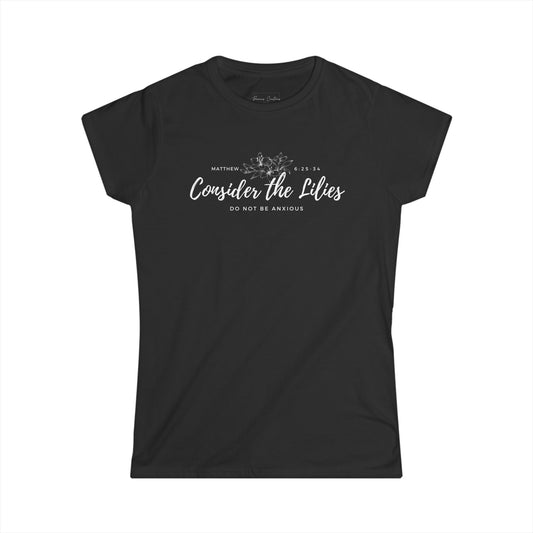 Gildan Inspirational Women's Tee - Consider the Lilies, Motivational Tshirt, Gift for Her, Faith Based Apparel, Christian Clothing, [...]