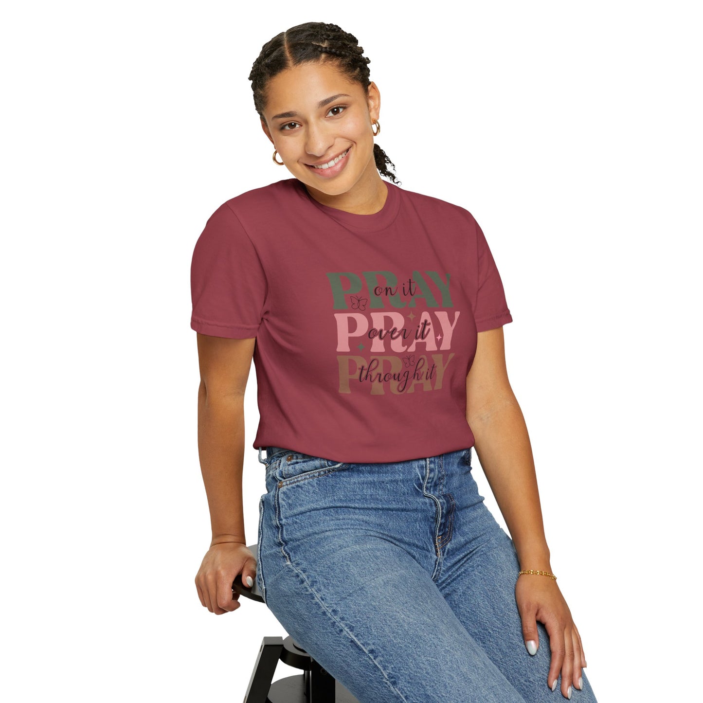 Pray About It Unisex Garment-Dyed T-shirt | Inspirational Tee, Faith Shirt, Casual Wear, Gift for Christians, Spiritually Uplifting Apparel
