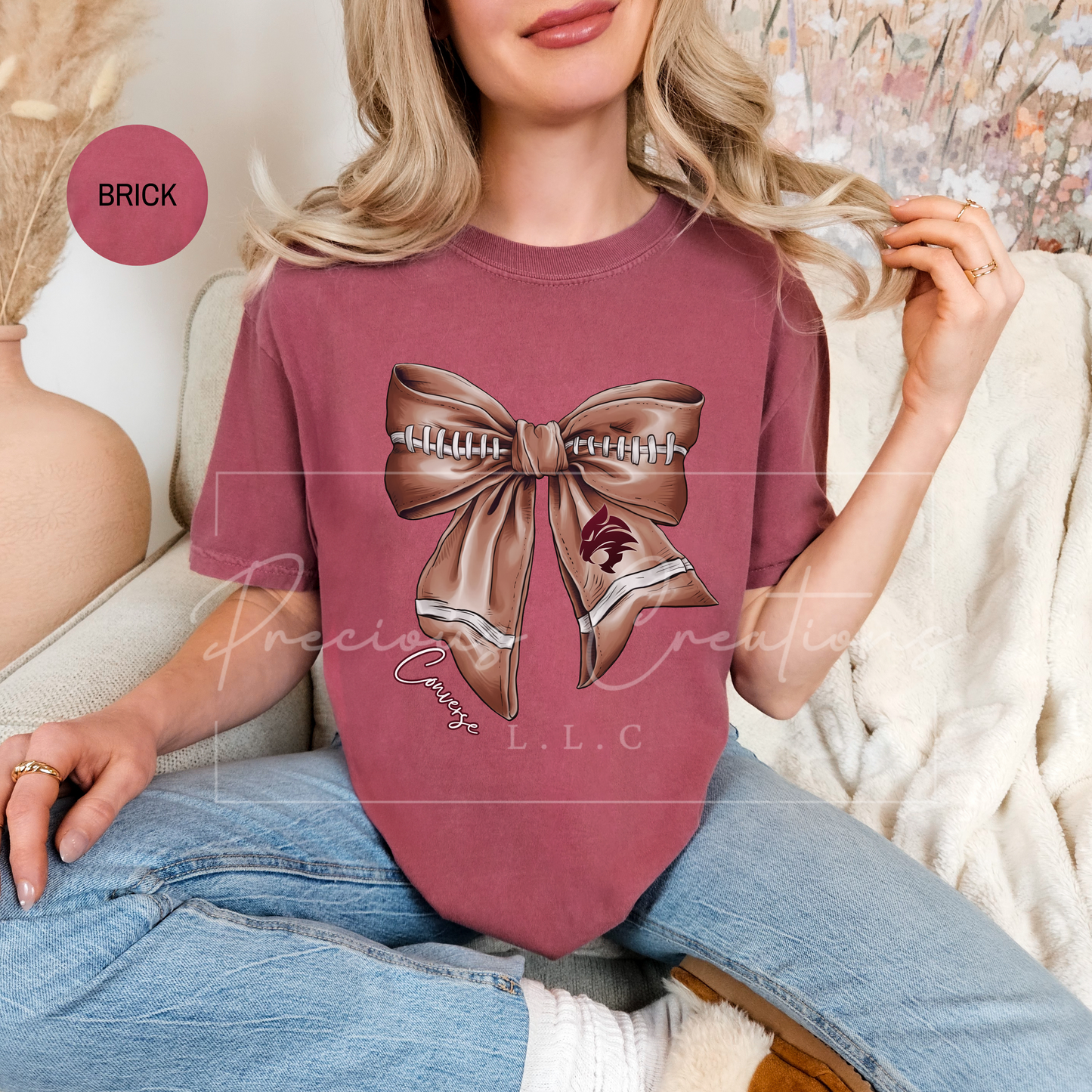 Converse Football Bow Comfort Colors Tee