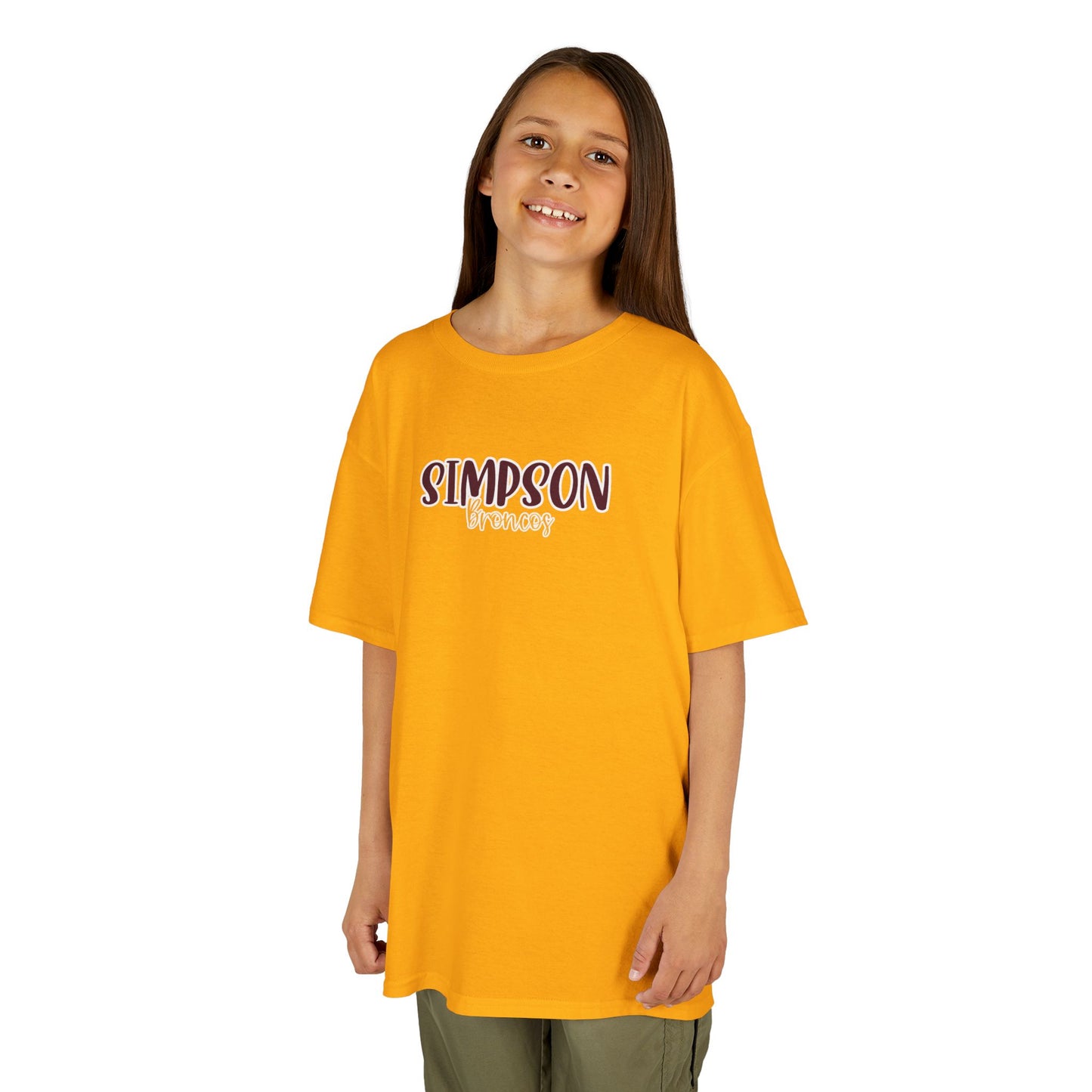 Gildan Kids Heavy Cotton Tee with Simpson Broncos Style 2 Design, Cute Children's T-Shirt, School Spirit Apparel, Gift for Young Fans, Sporty Kids Wear